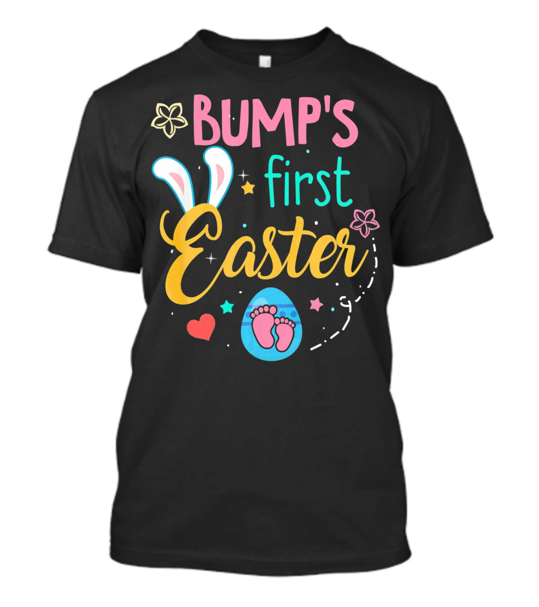 Bump's First Easter New Baby Mother Pregn Bunny Ears Hearts Flowers T-Shirt