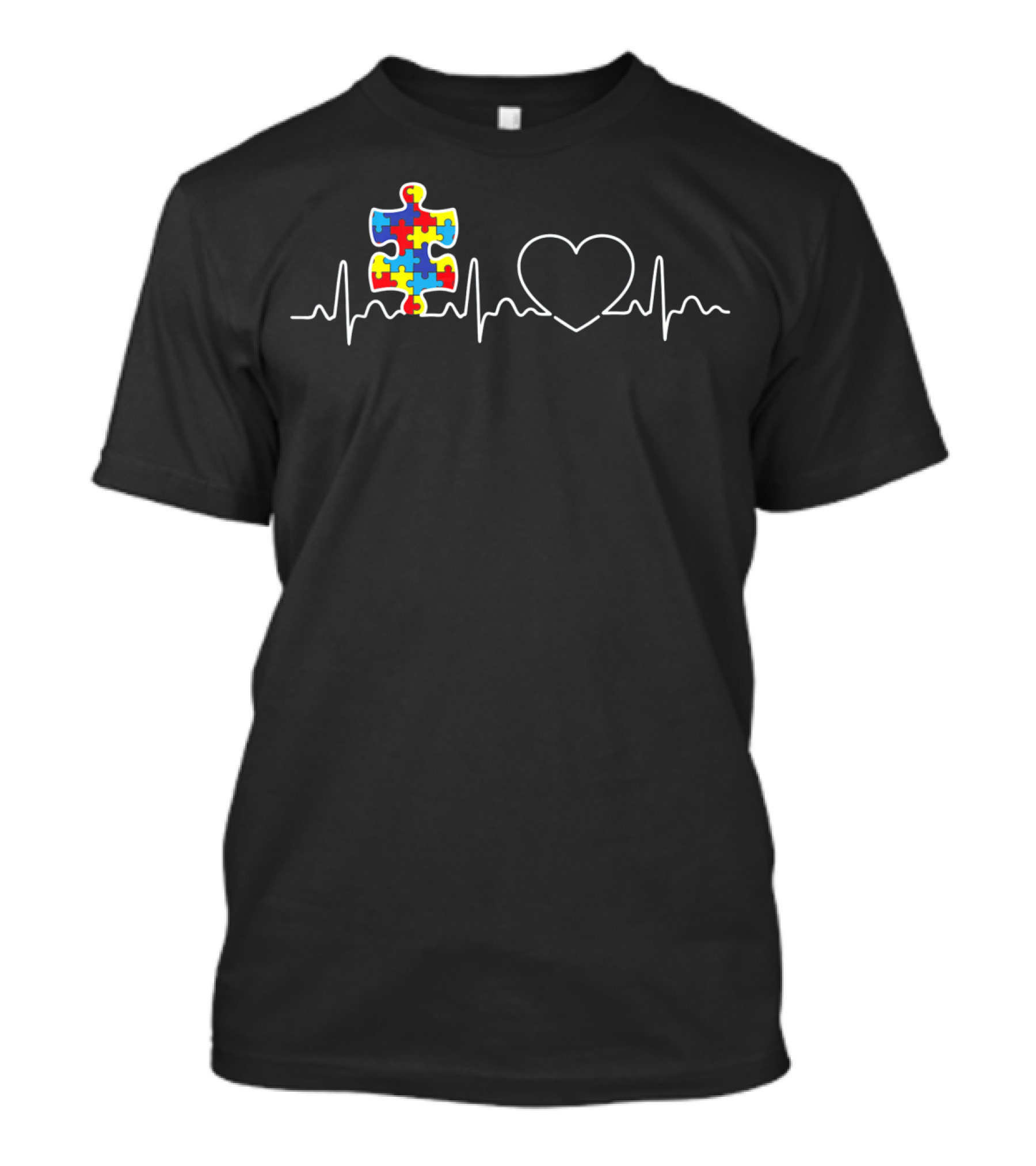 Puzzle Piece Heartbeat Autism Awareness T-Shirt