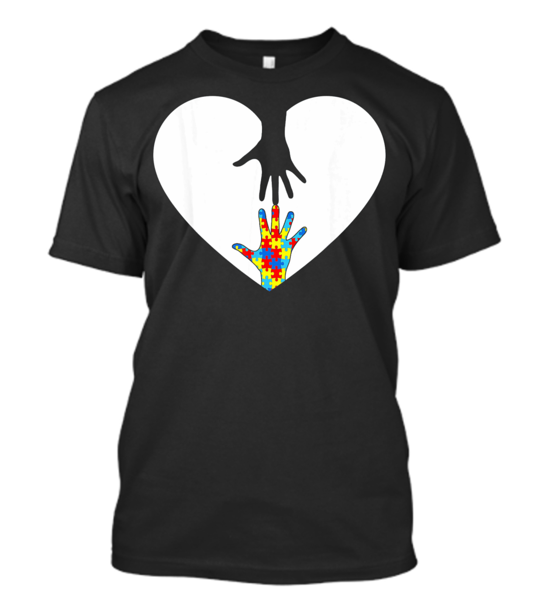 Hand Love Autism Awareness Heart Puzzle Connection T-Shirt