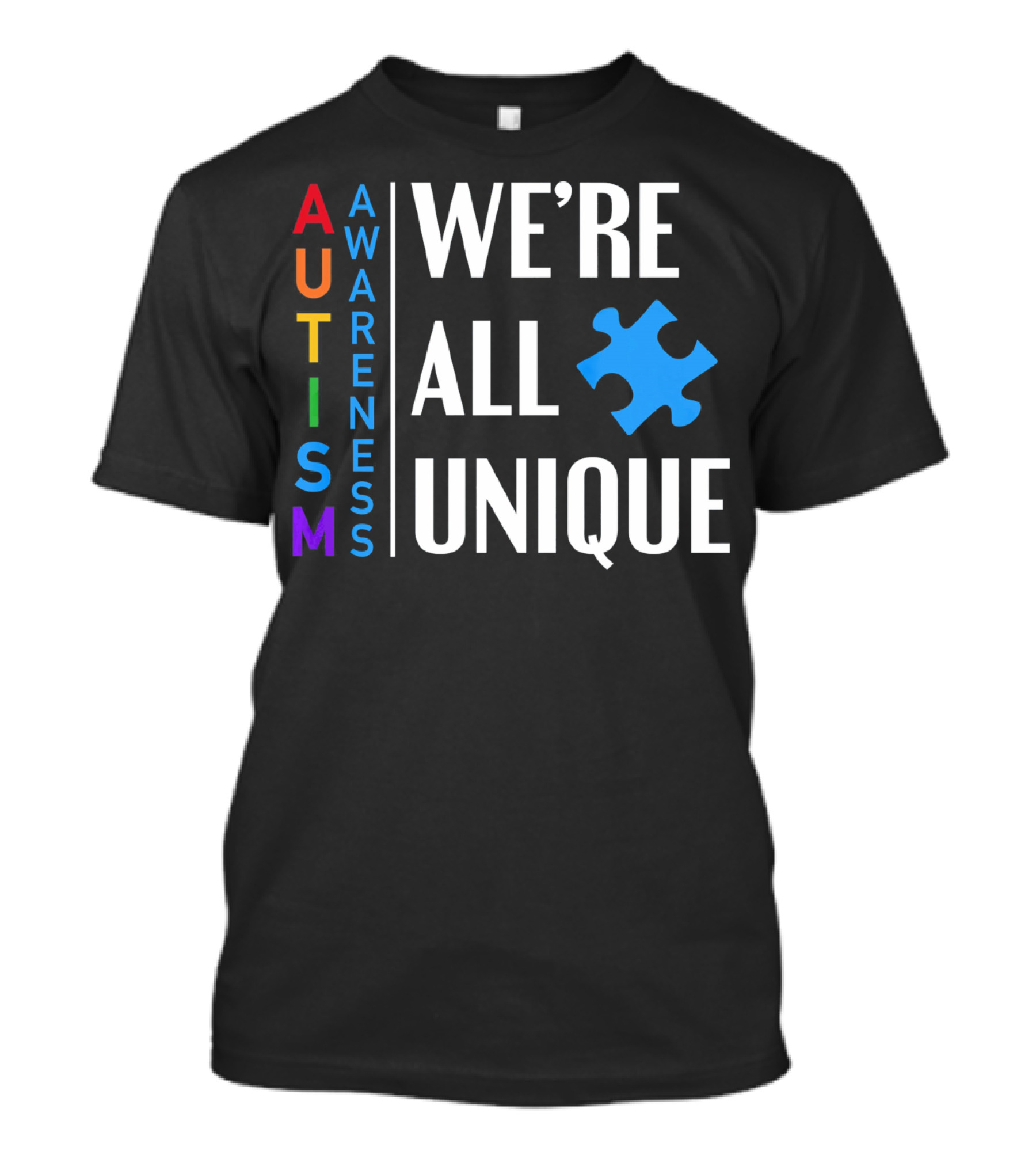 Autism Awareness We're All Unique Puzzle Piece T-Shirt
