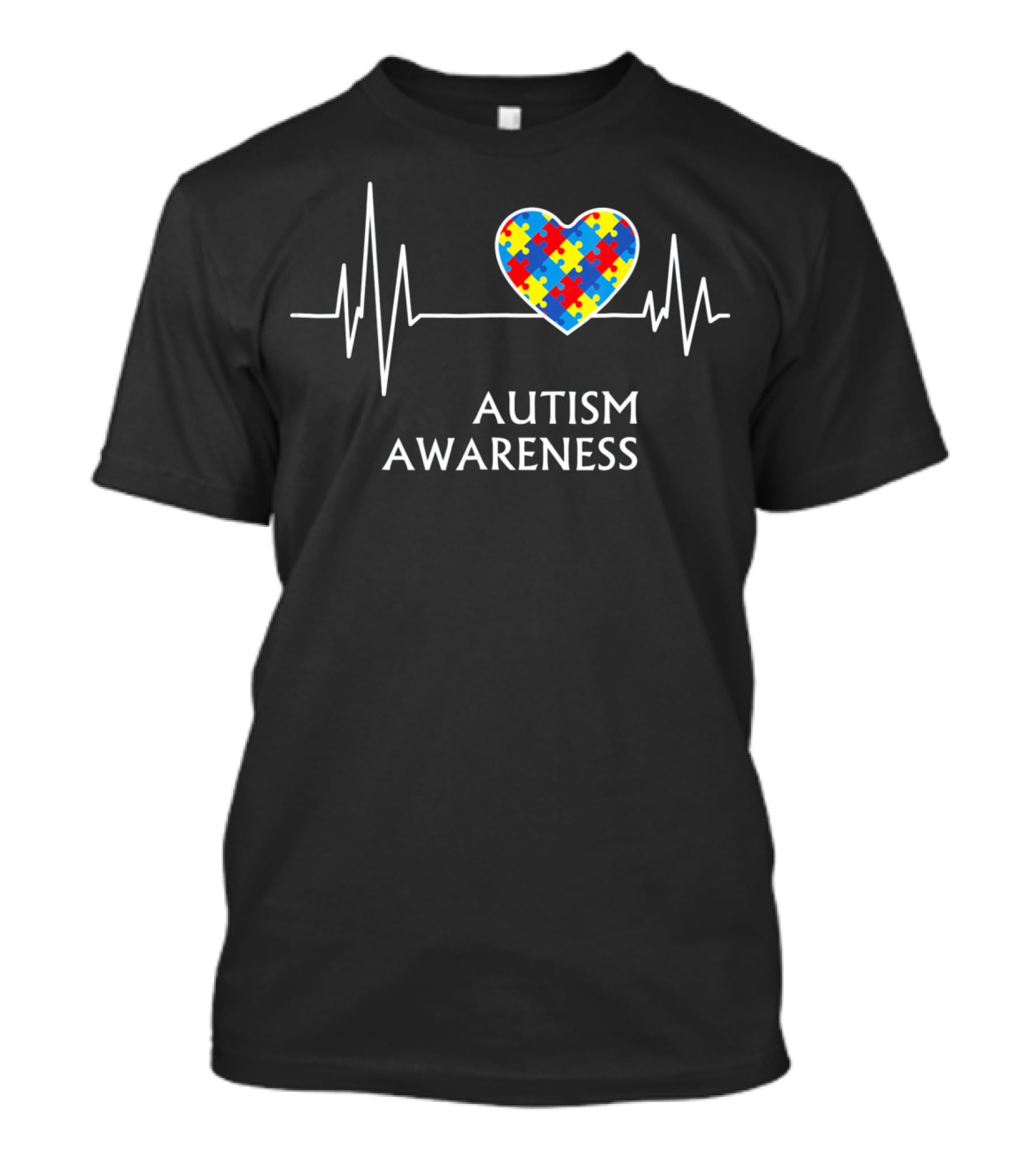 Autism Awareness Heart Puzzle With Heartbeat T-Shirt