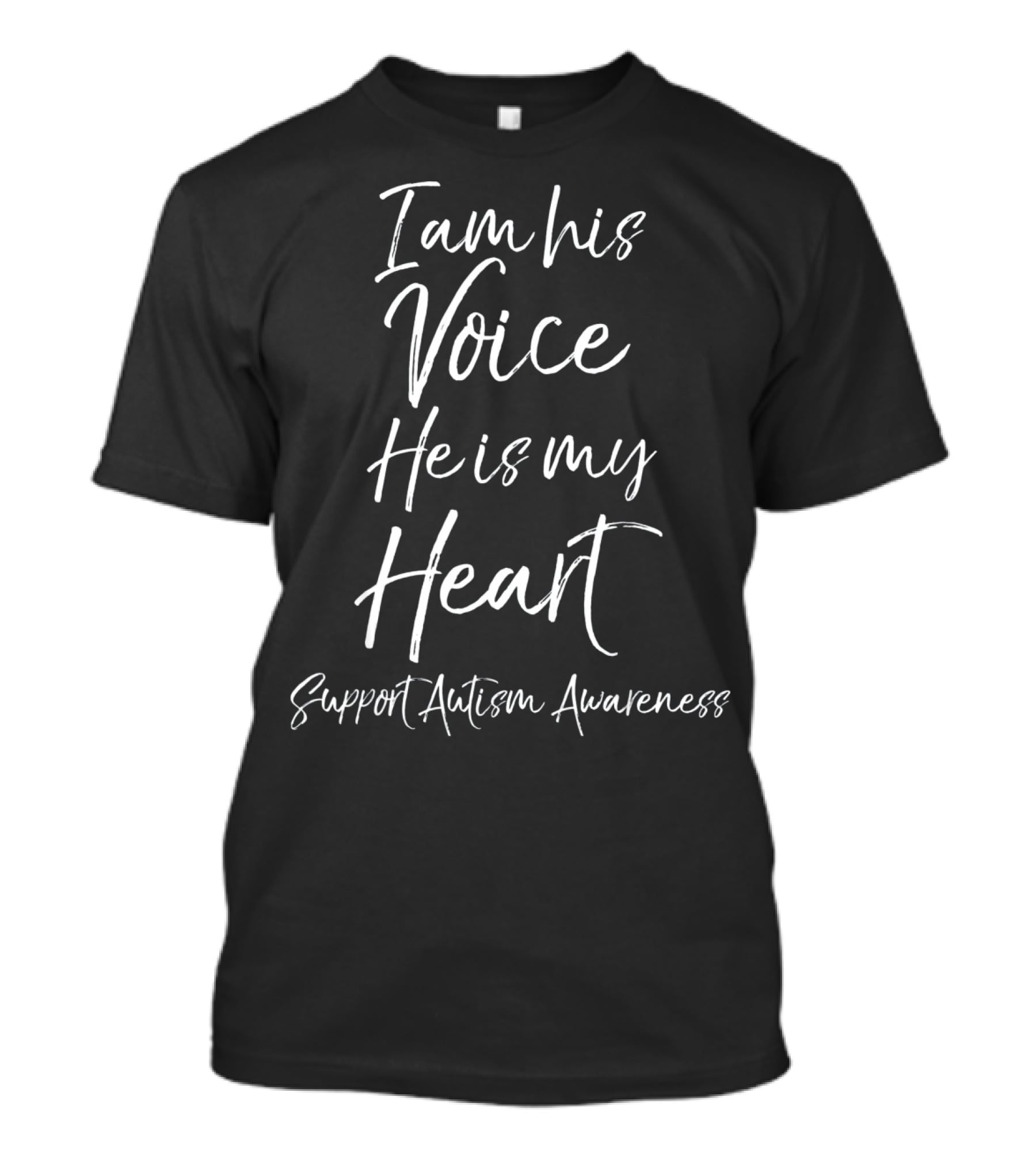 I Am His Voice He Is My Heart Support Autism Awareness T-Shirt