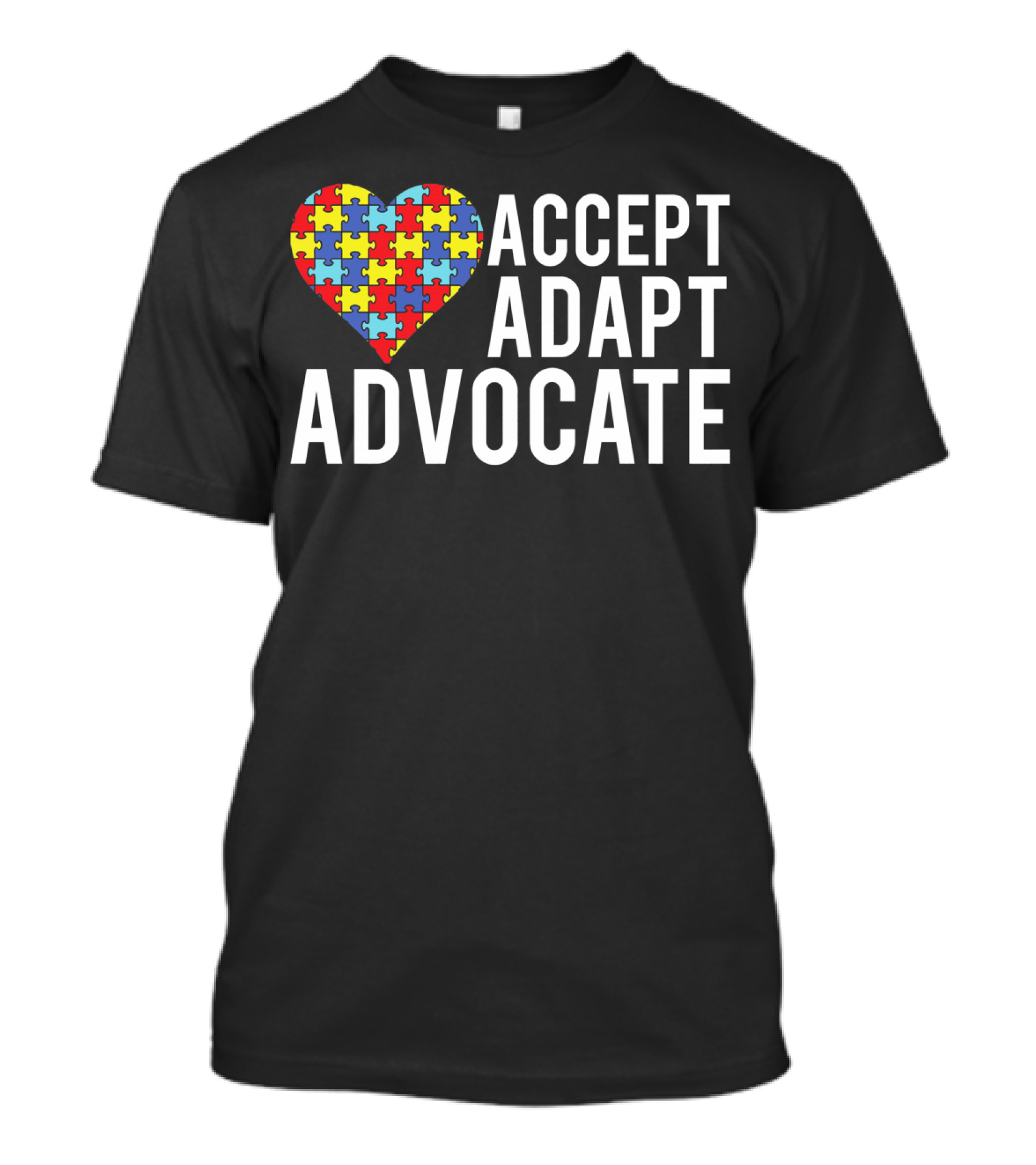 Autism Awareness Accept Adapt Advocate Puzzle Heart T-Shirt