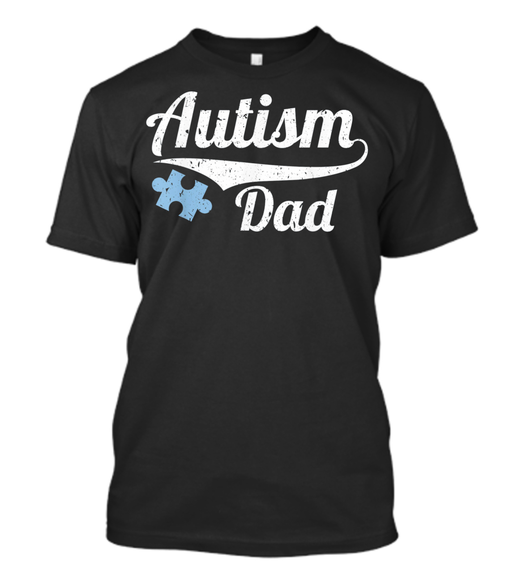 Autism Dad Distressed Mens Puzzle Piece T-Shirt