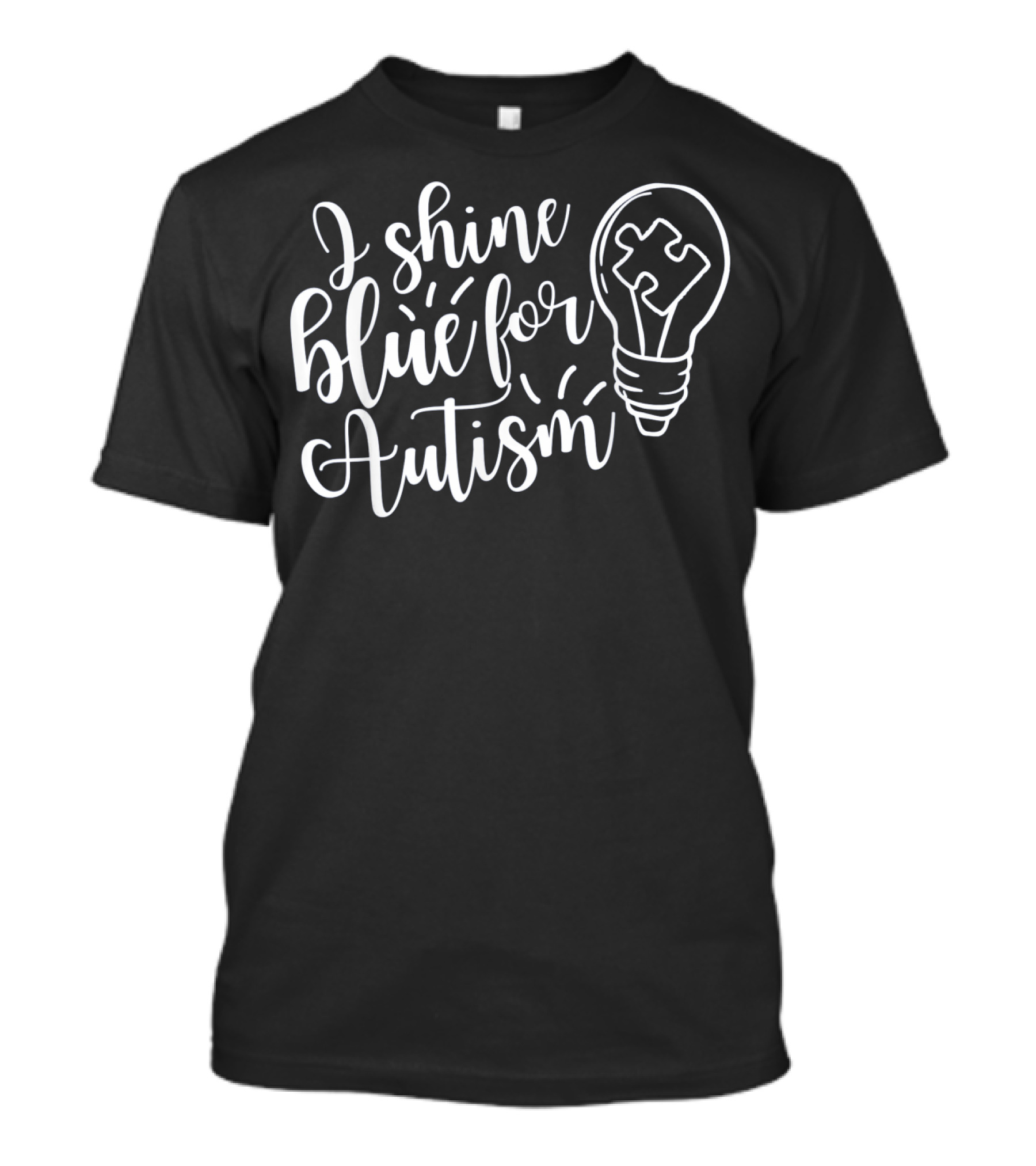 I Shine Blue For Autism Light Bulb Puzzle Piece T-Shirt