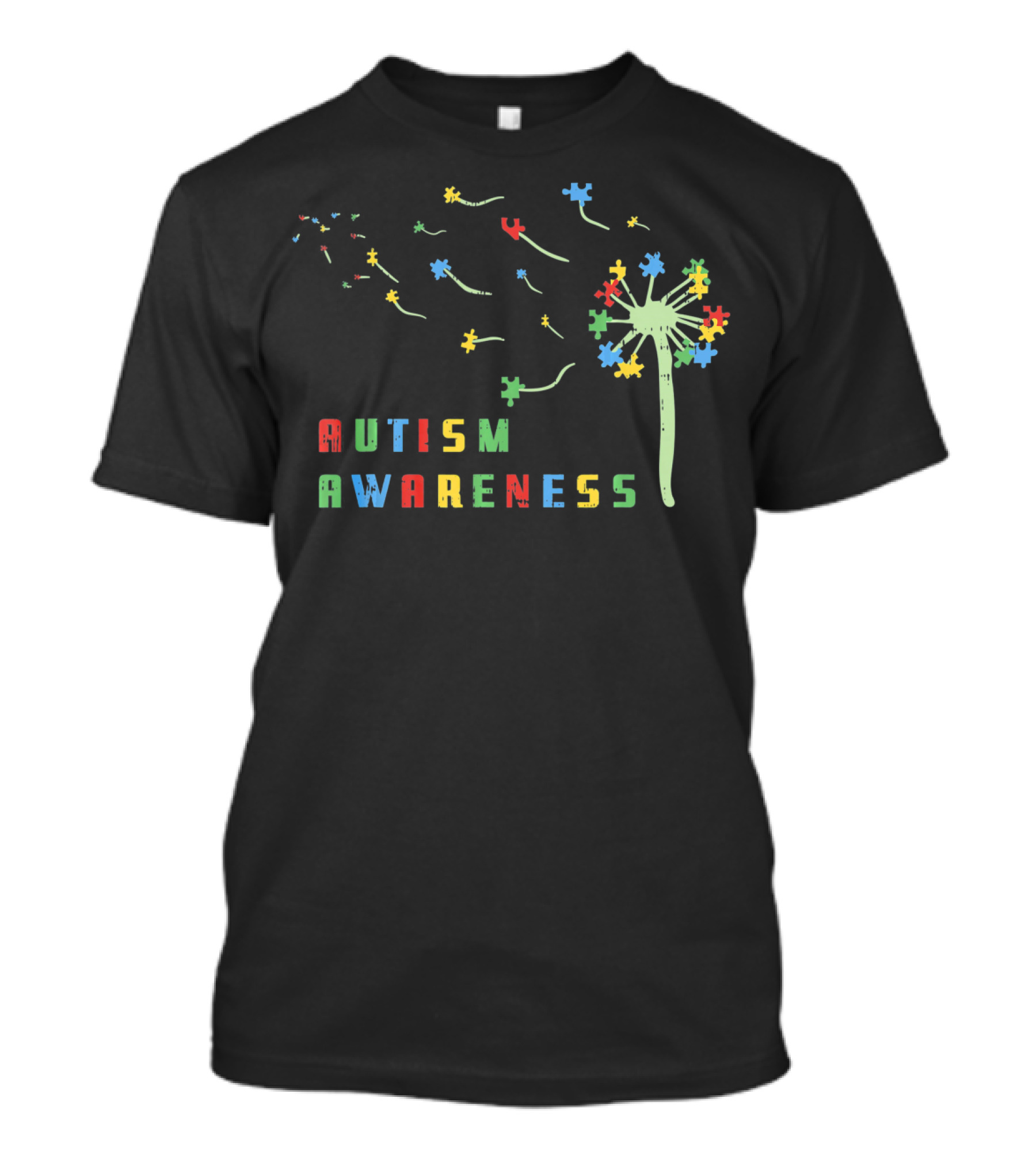 Autism Awareness Dandelion With Colorful Puzzle Pieces T-Shirt
