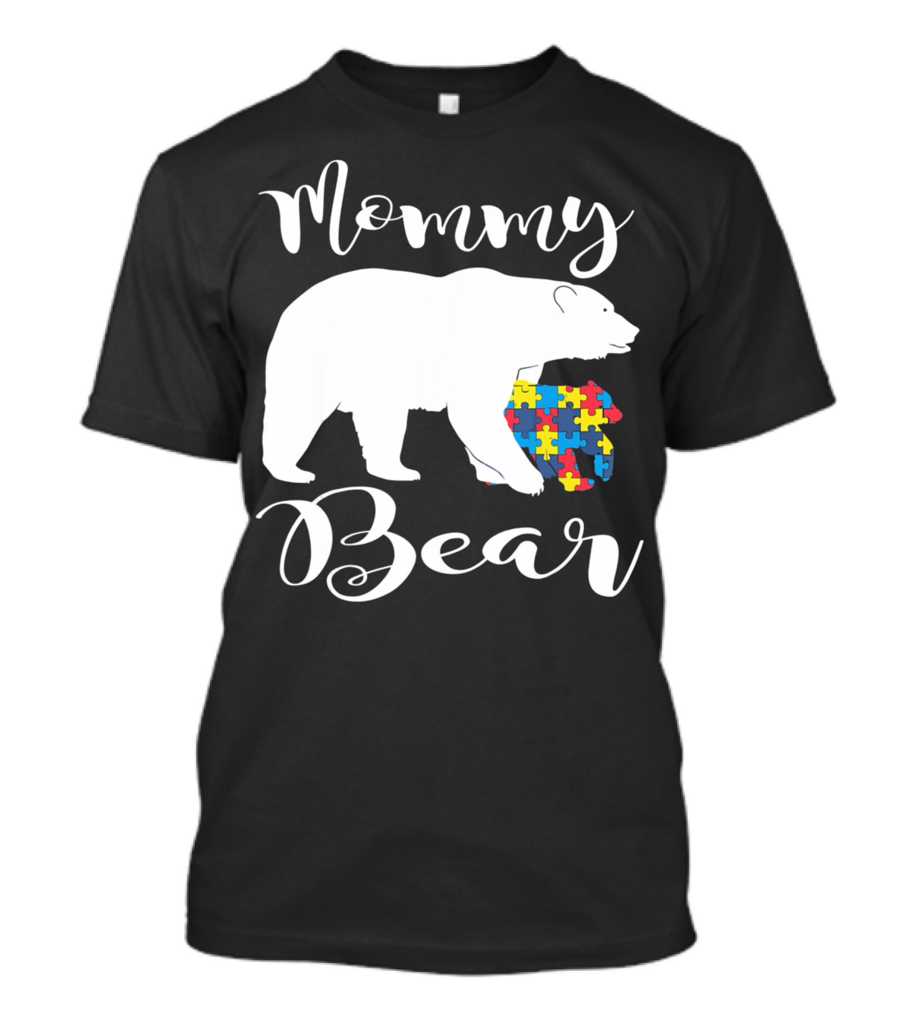 Mommy Bear Autism Puzzle Piece Family T-Shirt