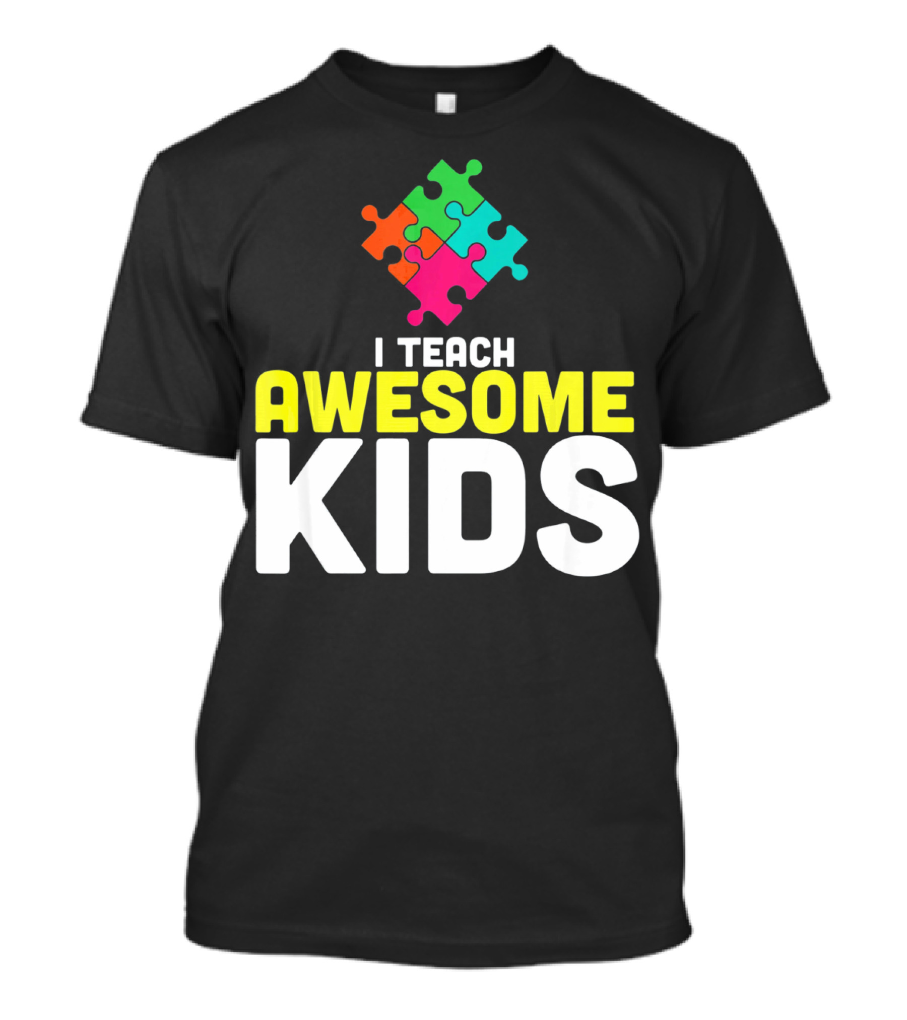 I Teach Awesome Kids Autism Awareness Teacher Puzzle T-Shirt