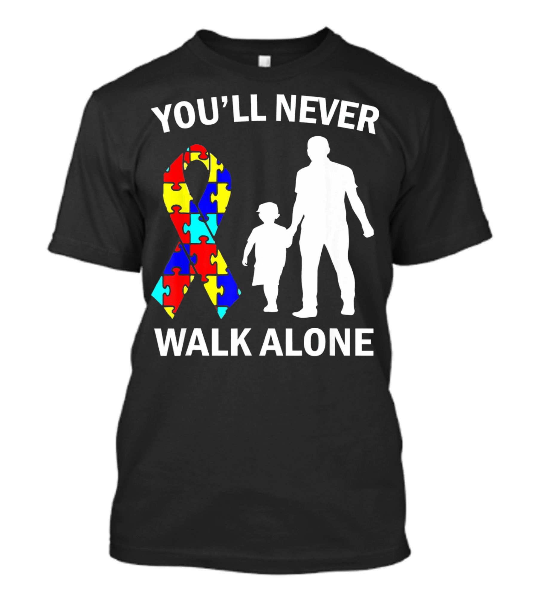 You'll Never Walk Alone Autism Dad And Son Puzzle T-Shirt