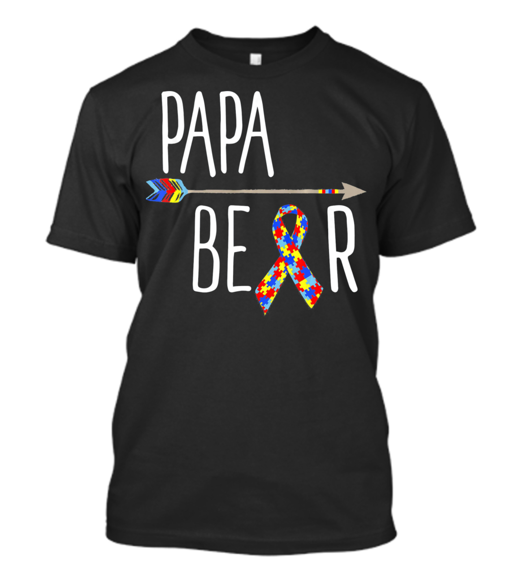 April Autism Awareness Papa Bear Puzzle Ribbon Arrow T-Shirt