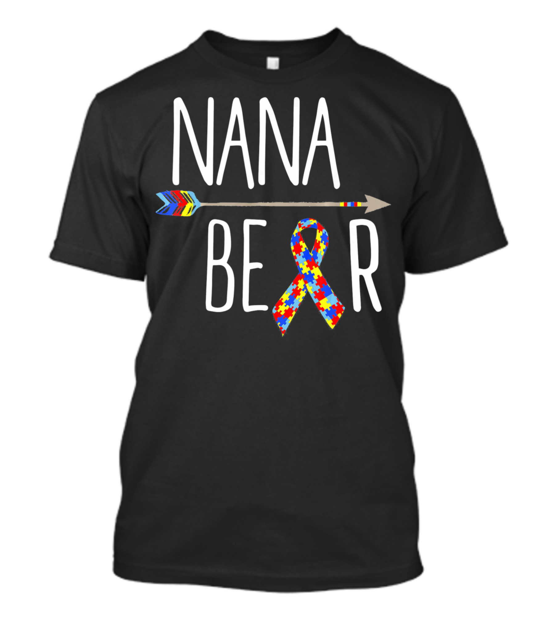 Nana Bear Autism Awareness Puzzle Ribbon Arrow T-Shirt