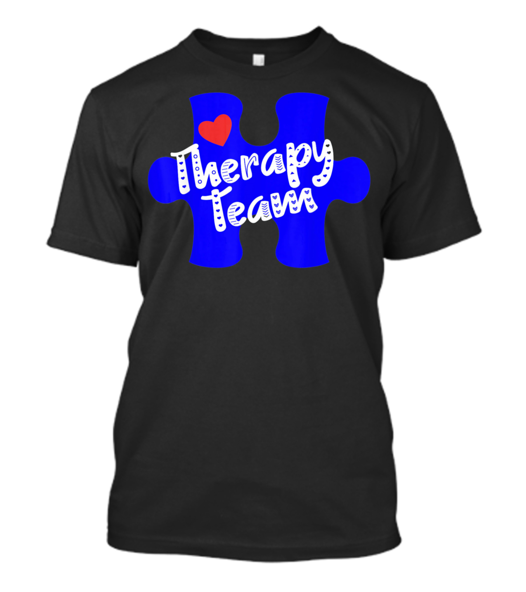 Therapy Team Blue Puzzle Heart Autism Awareness T-Shirt