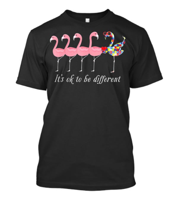 It's Ok To Be Different Autism Flamingo Puzzle T-Shirt