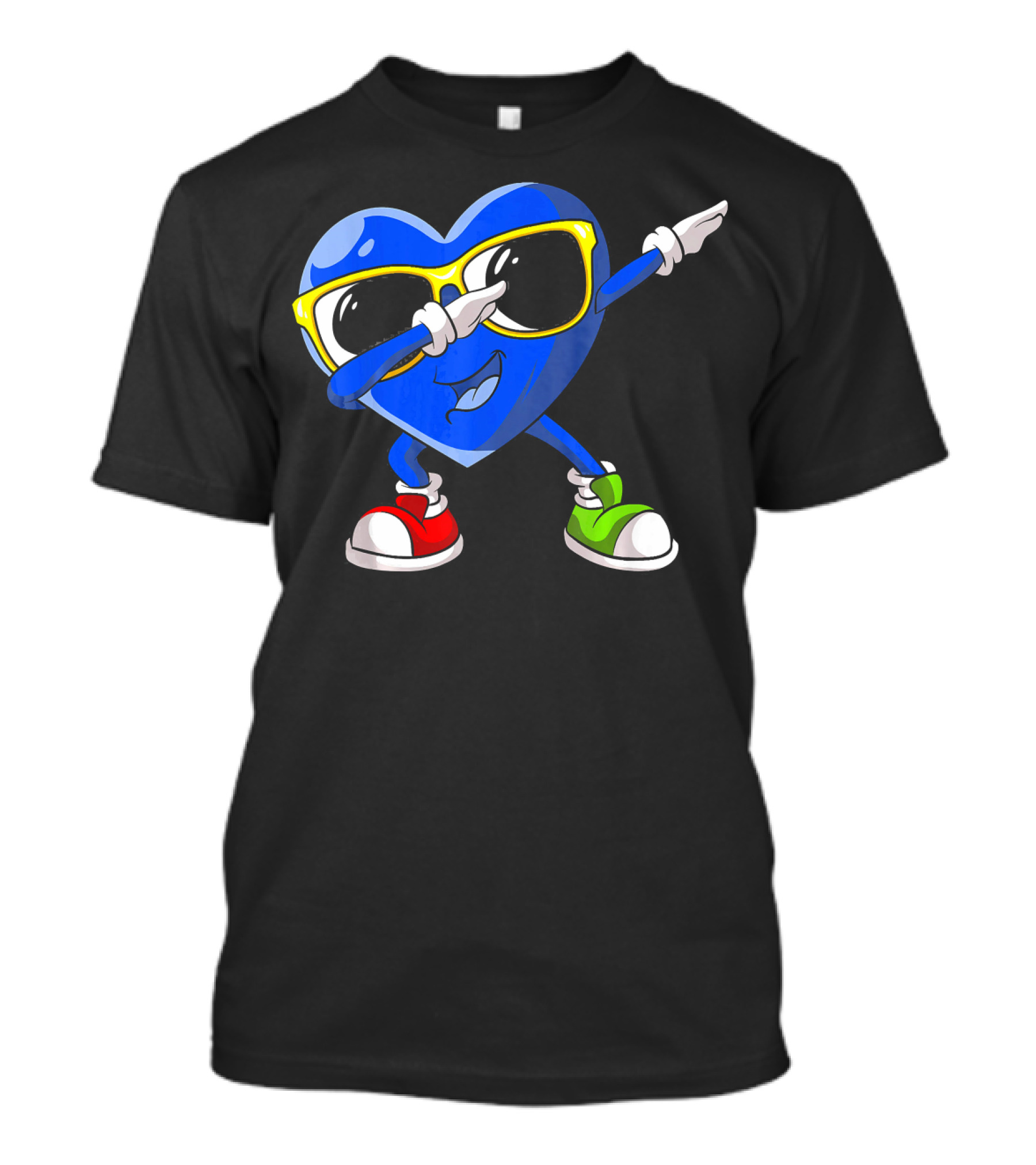 Autism Awareness Dabbing Heart Blue Love Sunglasses Red Green Shoes T-Shirt