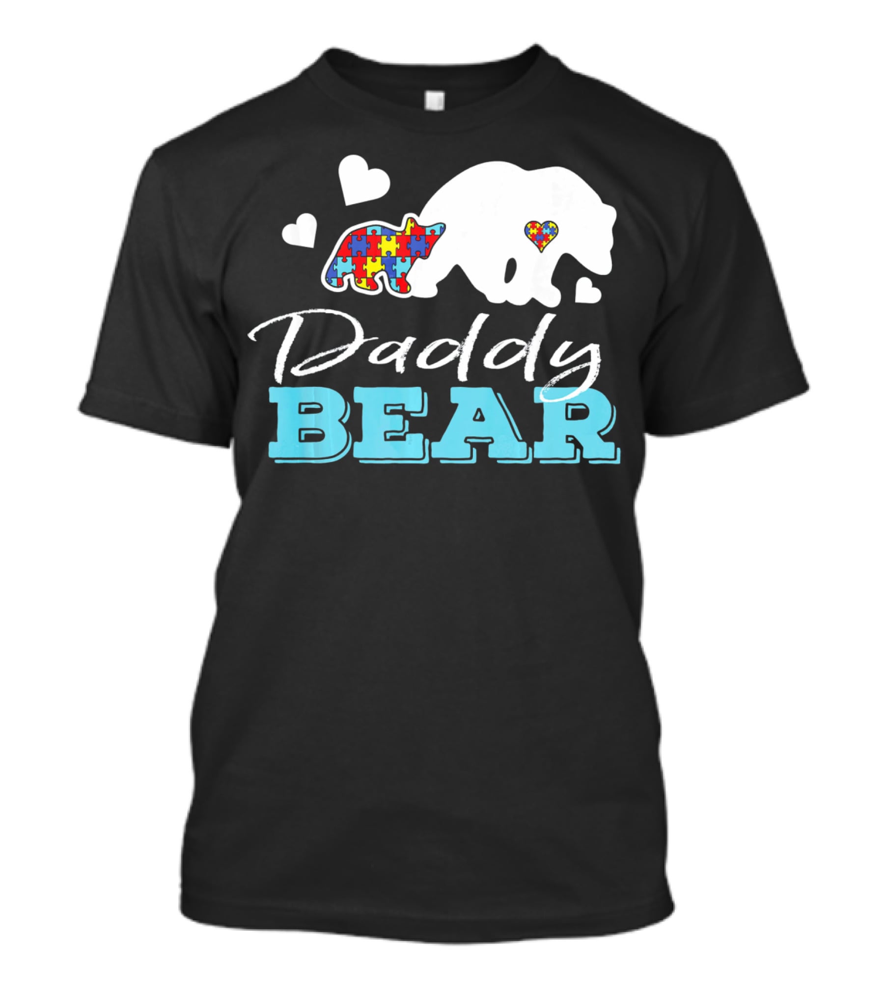 Daddy Bear Puzzle Heart Autism Awareness T-Shirt