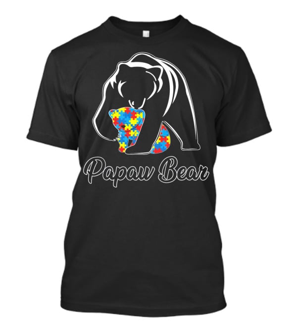 Papaw Bear Holding Puzzle Piece Autism Awareness Men's T-Shirt