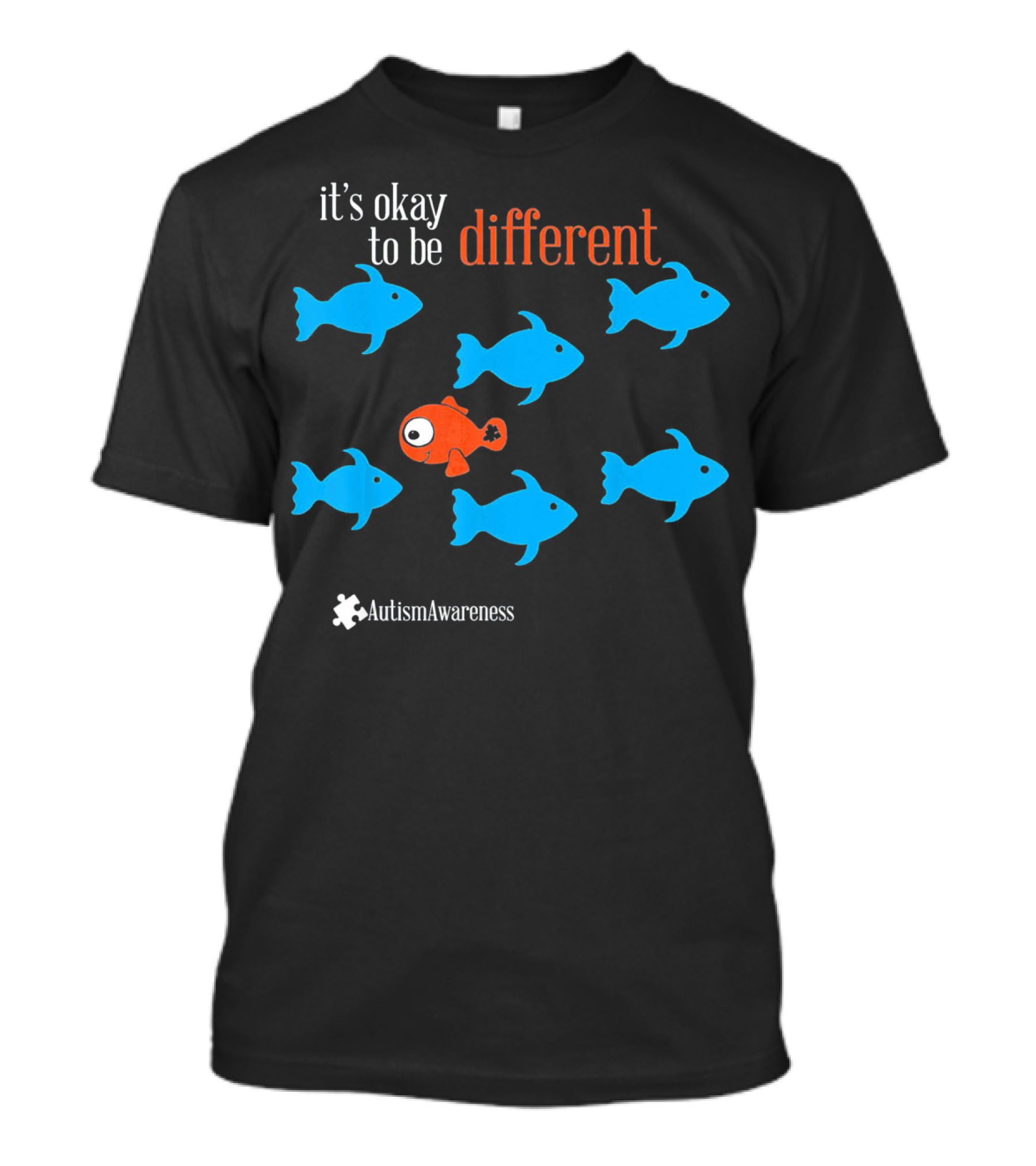It's Okay To Be Different Autism Awareness Puzzle Fish T-Shirt