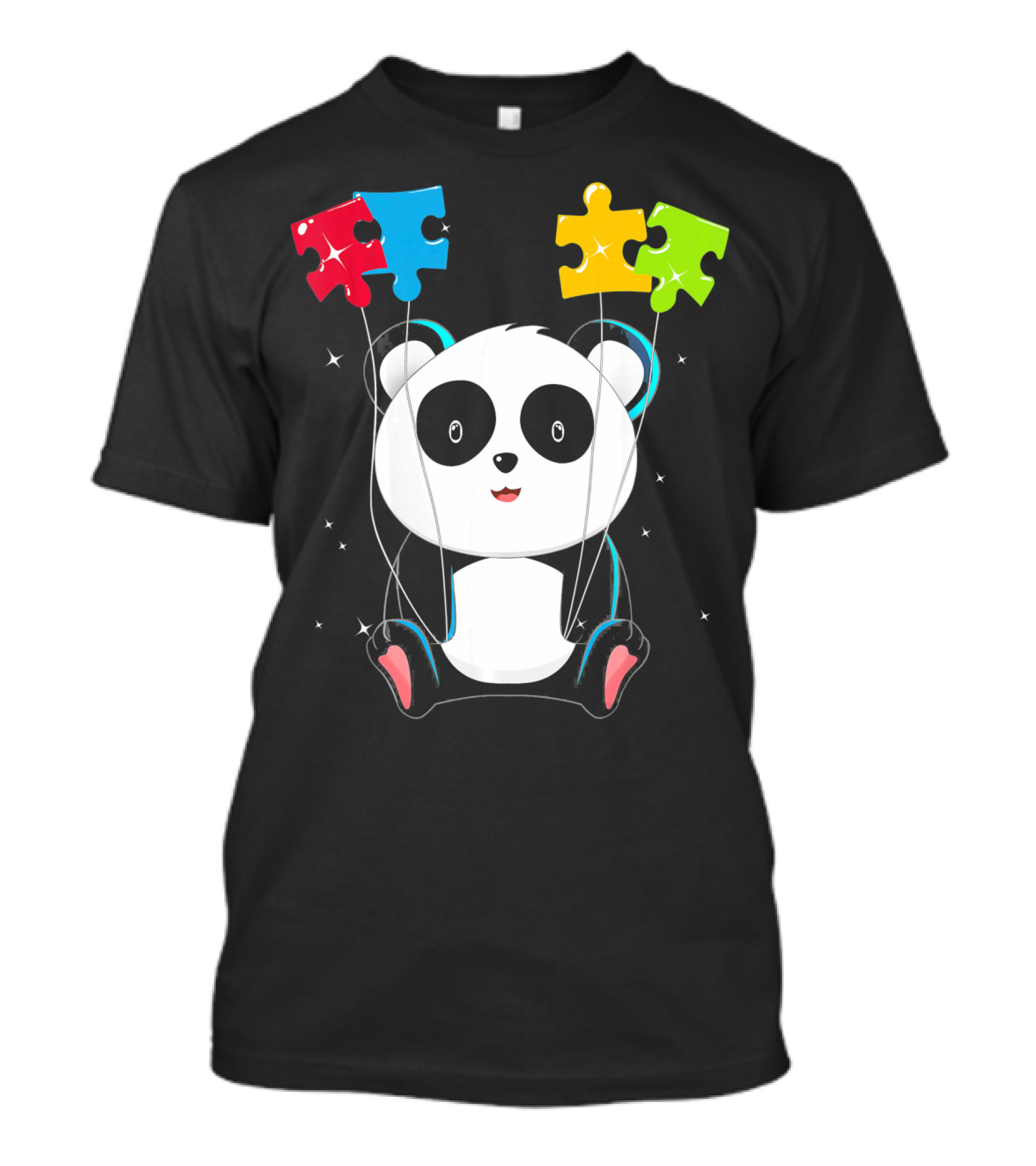 Autism Awareness Cute Panda With Colorful Puzzle Balloons T-Shirt