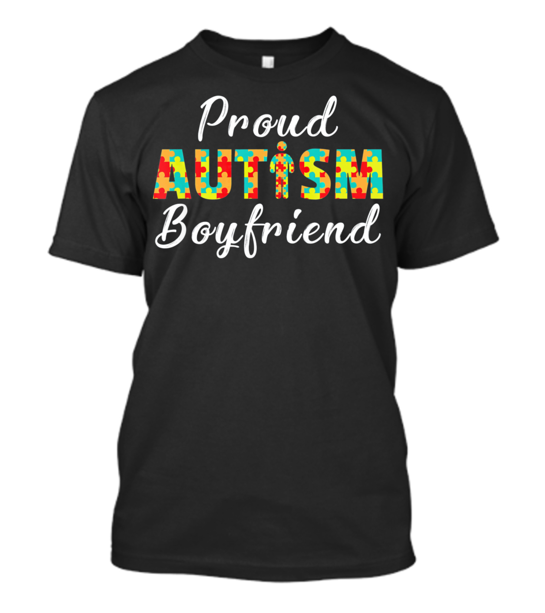 Proud Boyfriend Autism Awareness Puzzle Pieces T-Shirt