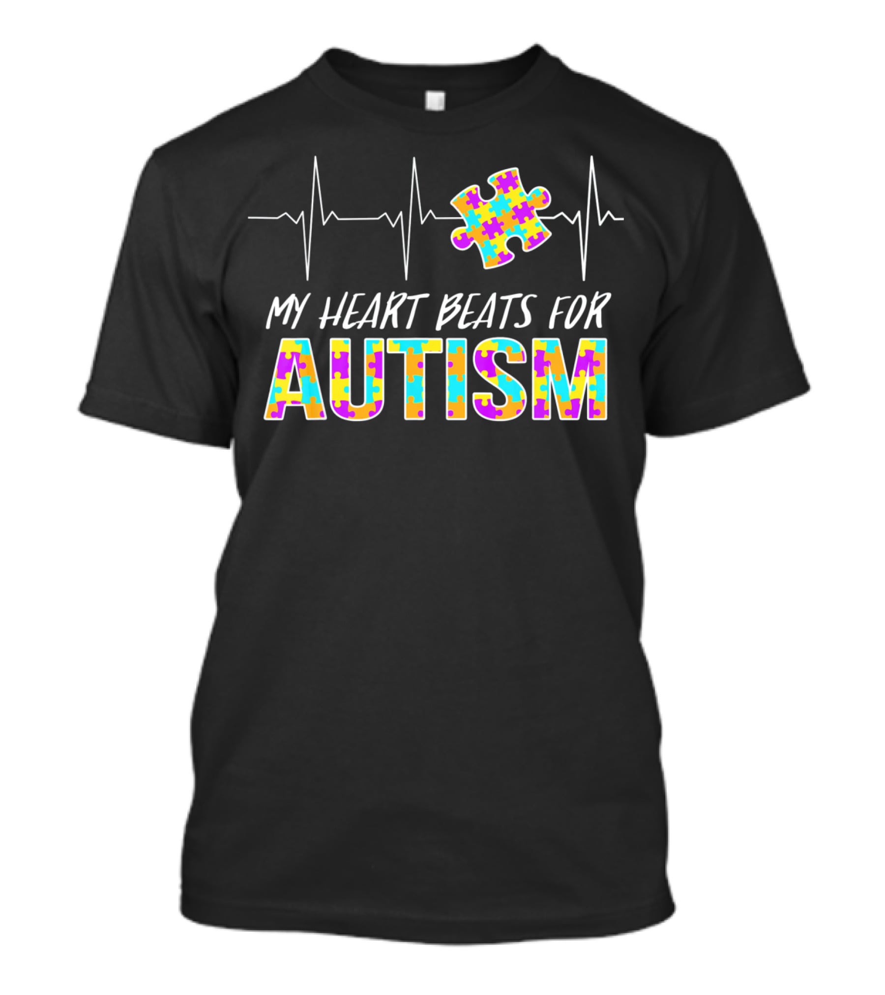 My Heart Beats For Autism Awareness Puzzle Piece T-Shirt