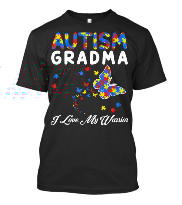 Autism Grandma I Love My Warrior Butterfly Puzzle T-Shirt