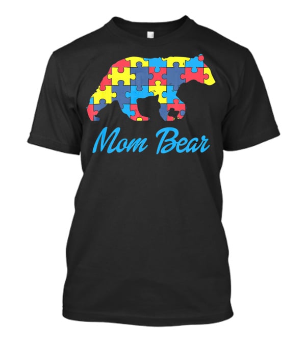 Mom Bear Autism Awareness Puzzle T-Shirt