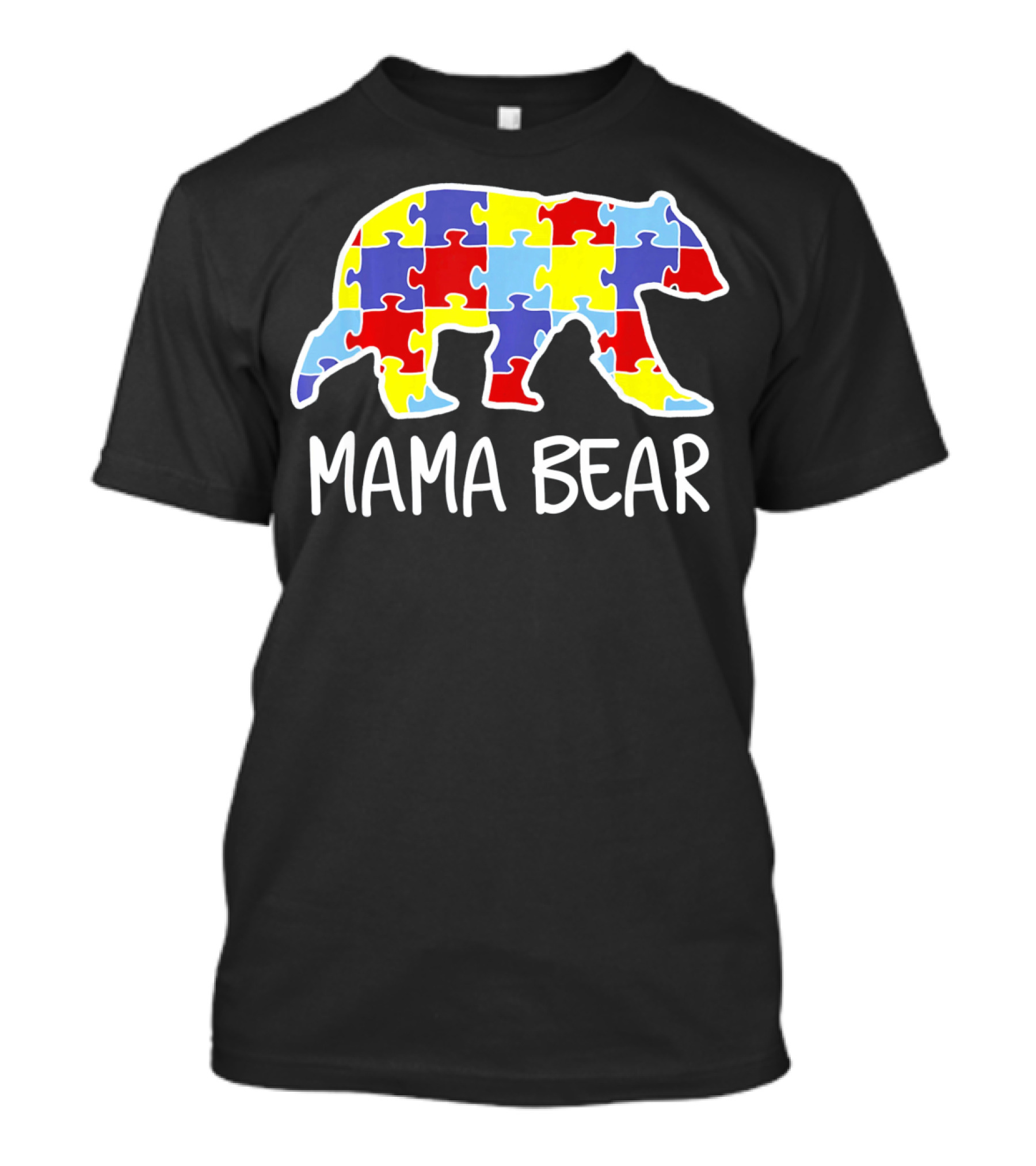 Mama Bear Puzzle Piece Autism Awareness T-Shirt