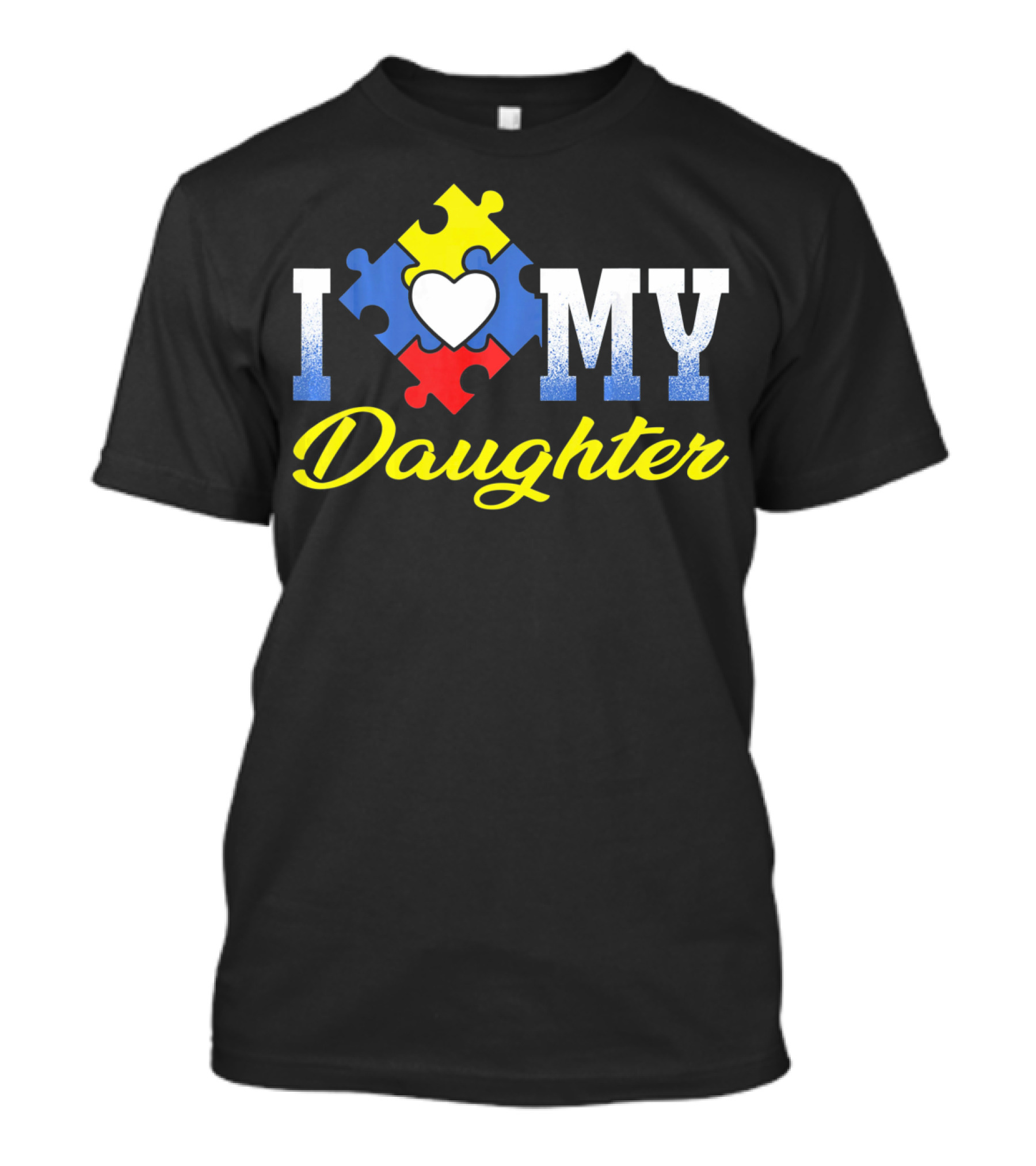 I Love My Daughter Autism Awareness Puzzle Heart T-Shirt