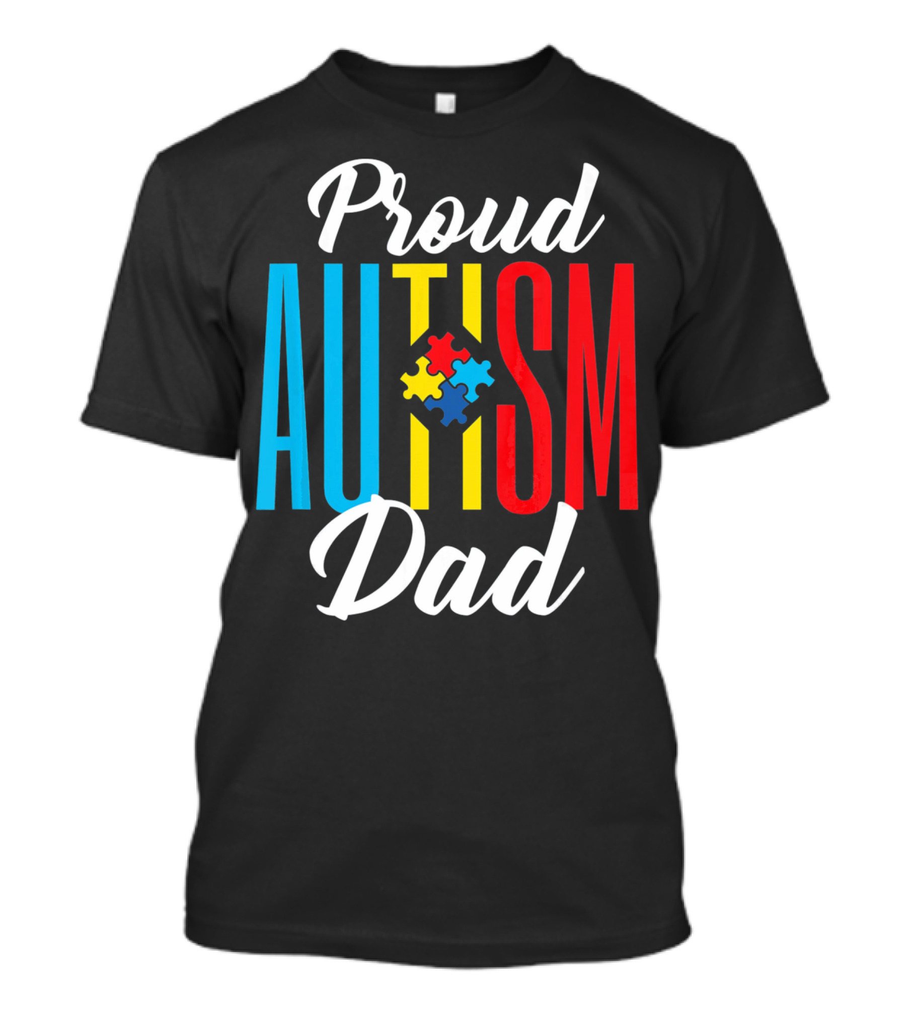 Proud Autism Dad Puzzle Piece Awareness Support T-Shirt