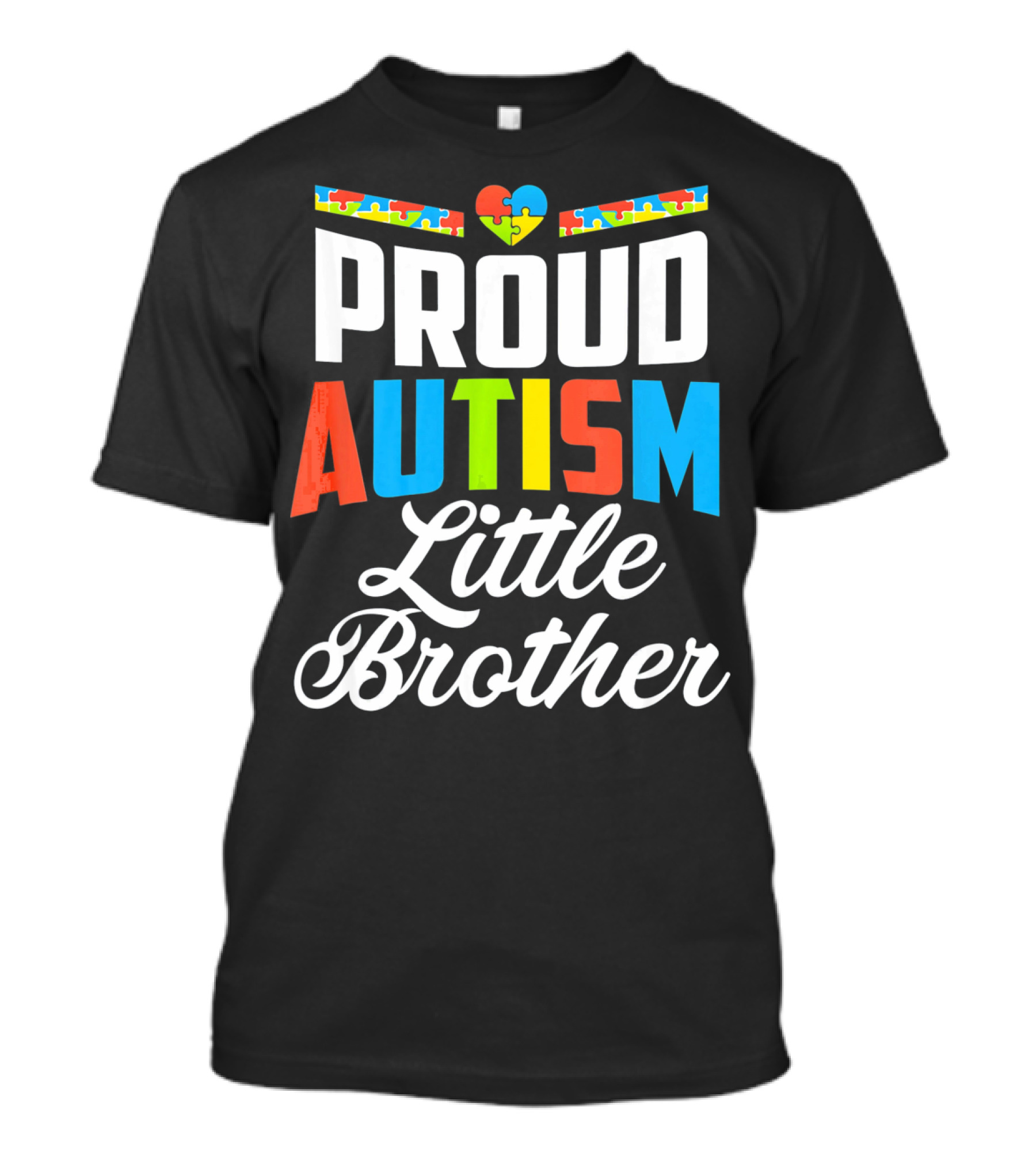 Proud Autism Little Brother Puzzle Piece Heart Awareness T-Shirt