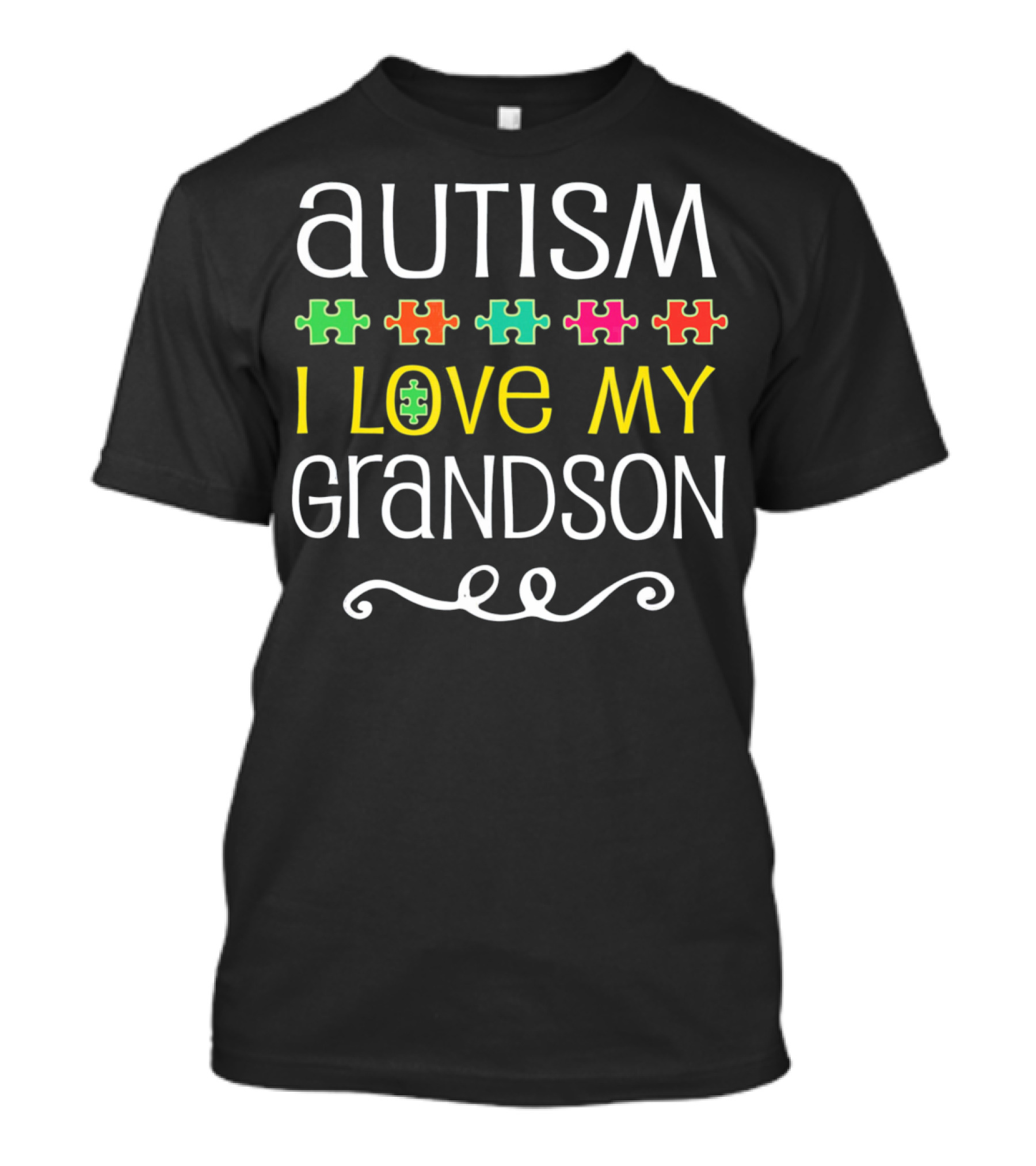 Autism Awareness I Love My Grandson Puzzle Pieces T-Shirt