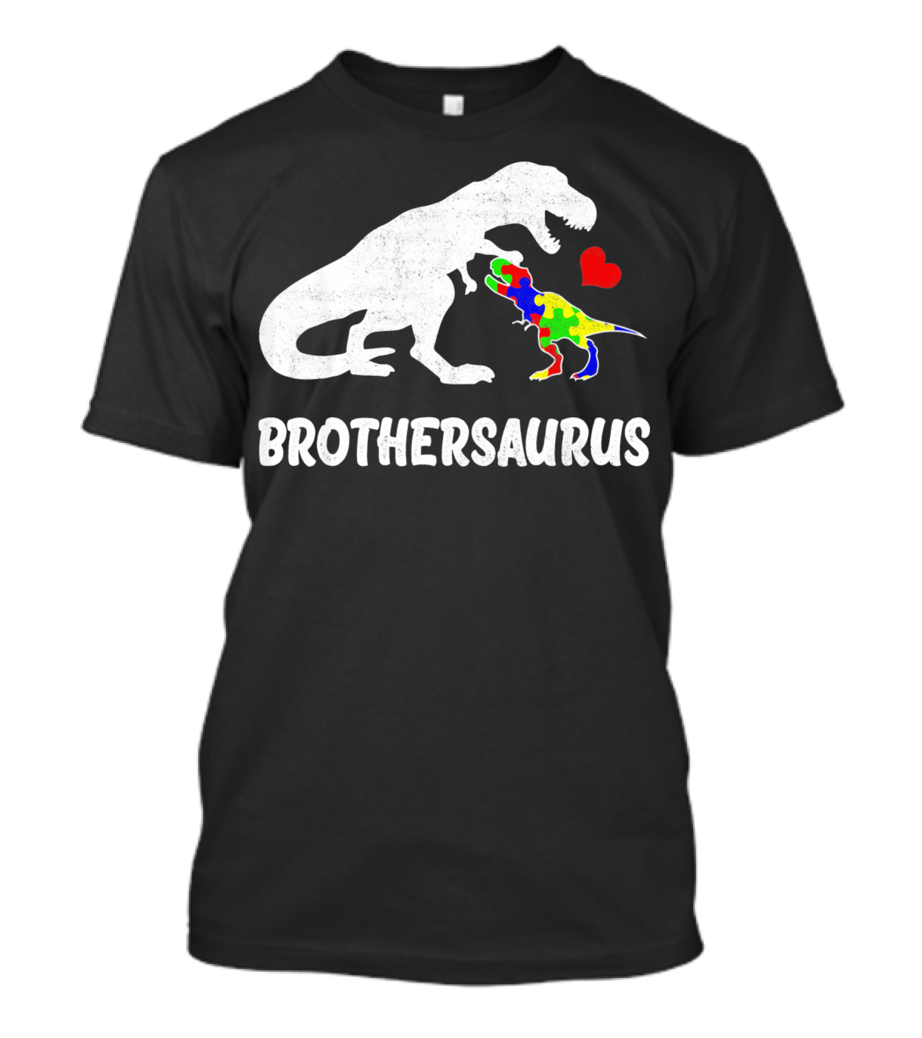 Brothersaurus Strong Dinosaur Autism Heart Puzzle T-Shirt