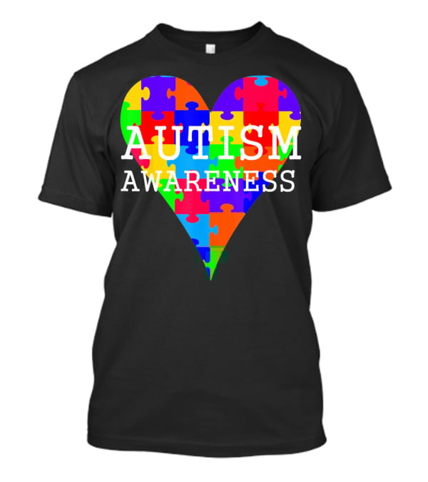 AUTISM AWARENESS PUZZLE HEART RAINBOW T-Shirt