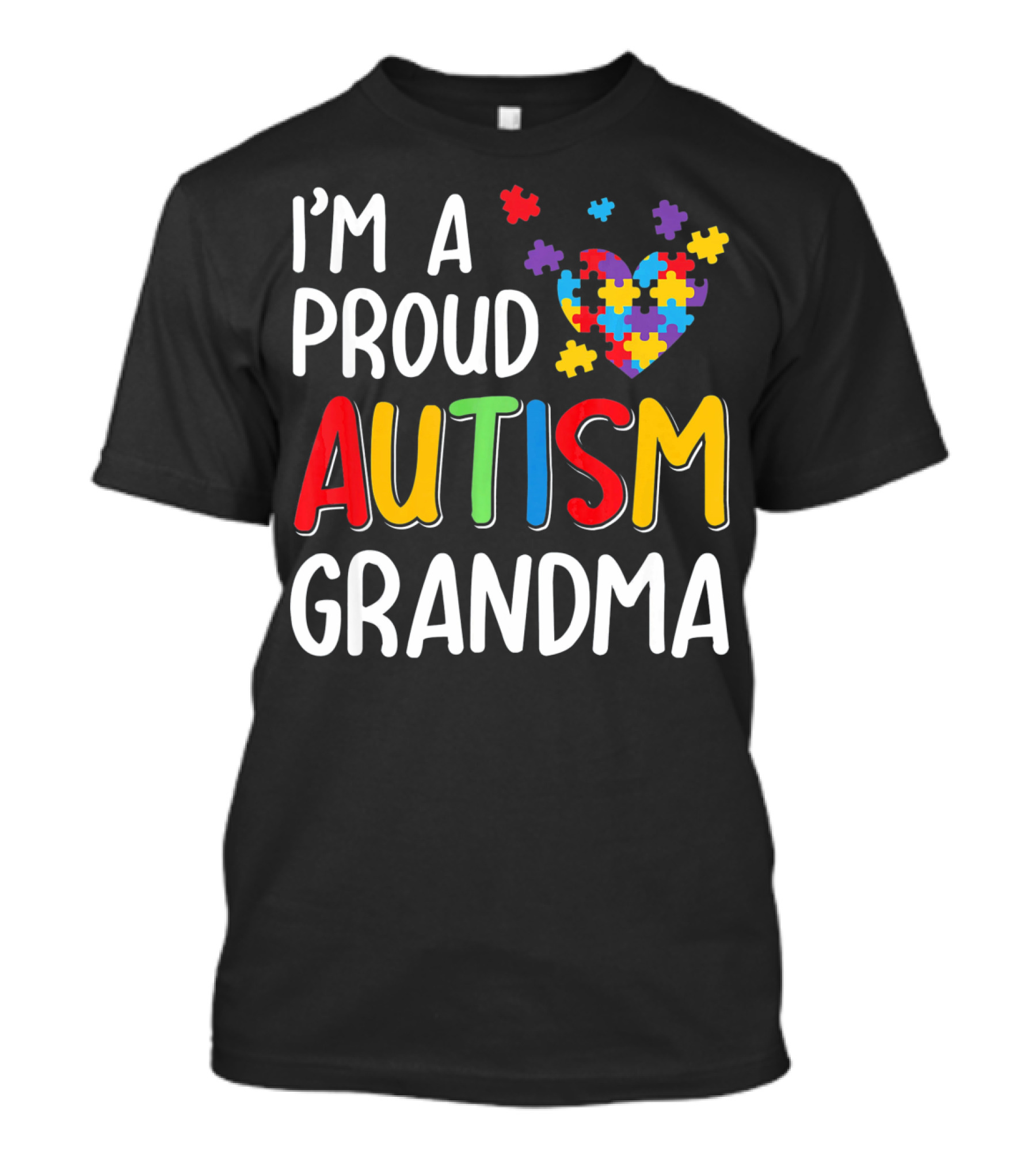 I'm A Proud Autism Grandma Autism Awareness Puzzle Heart T-Shirt