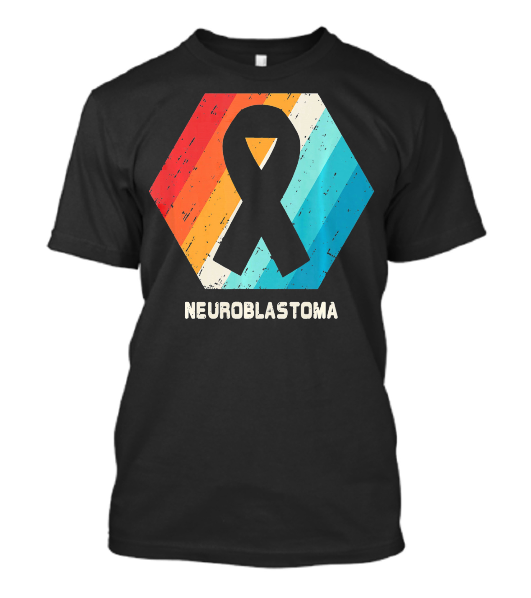 Neuroblastoma Awareness Ribbon Retro Hexagon T-Shirt