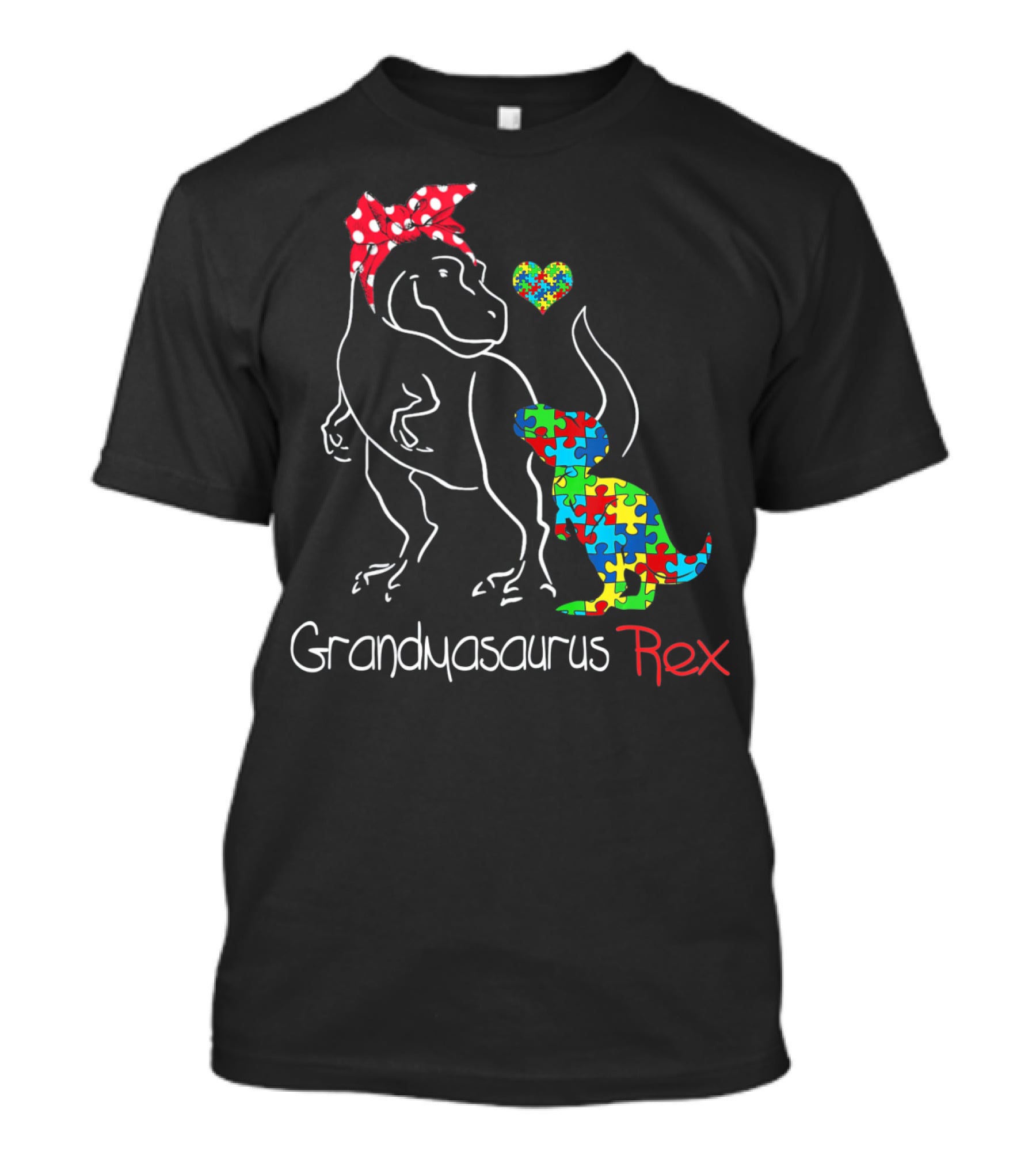 Grandmasaurus Rex Dinosaur With Autism Puzzle Heart T-Shirt