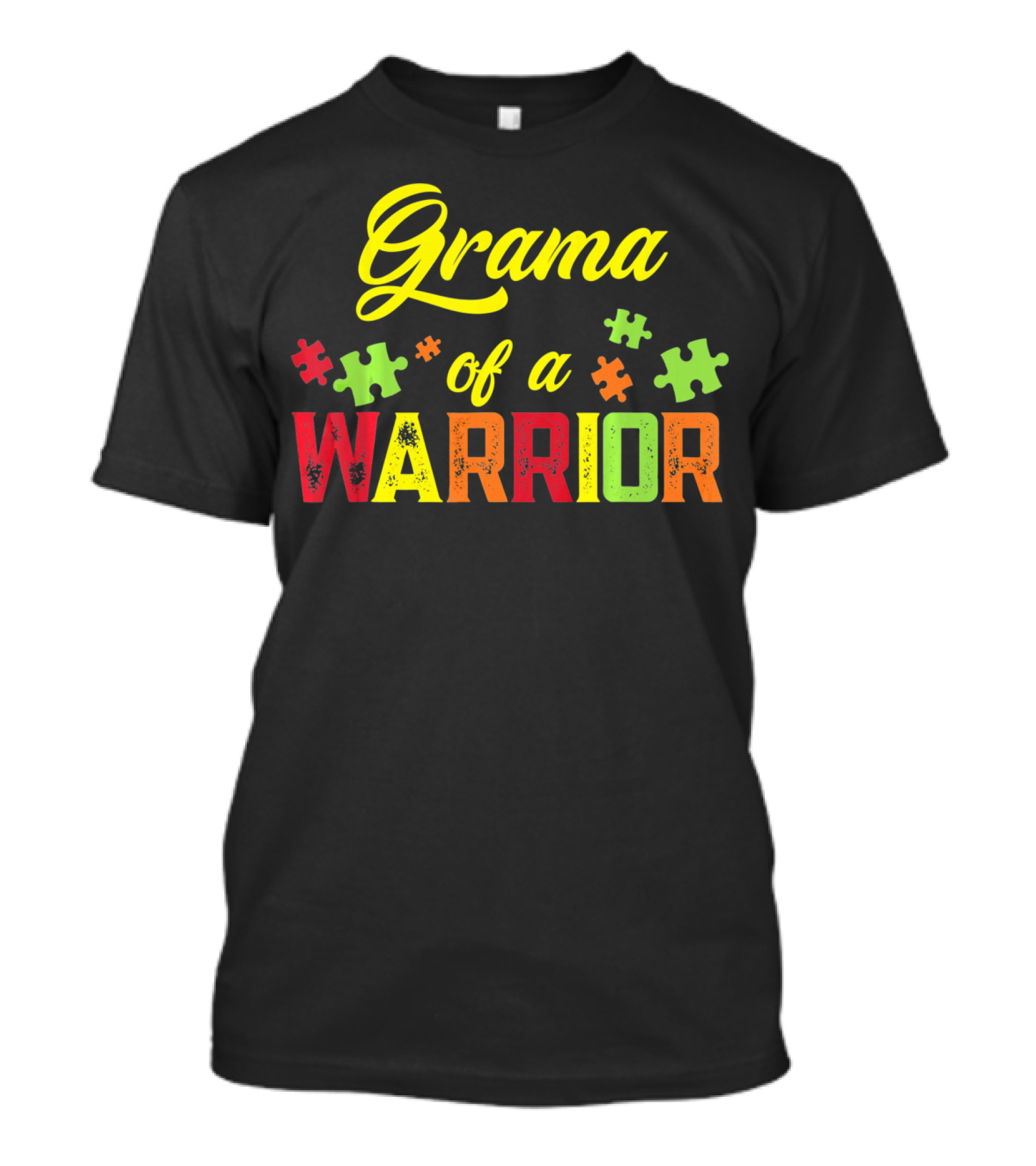 Grama Of A Warrior Puzzle Pieces Autism Awareness T-Shirt