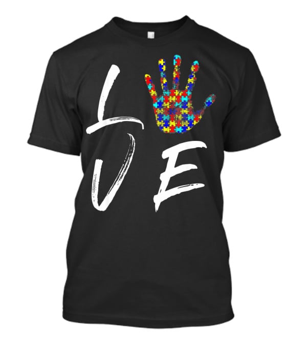 Love Autism Awareness Puzzle Hand T-Shirt