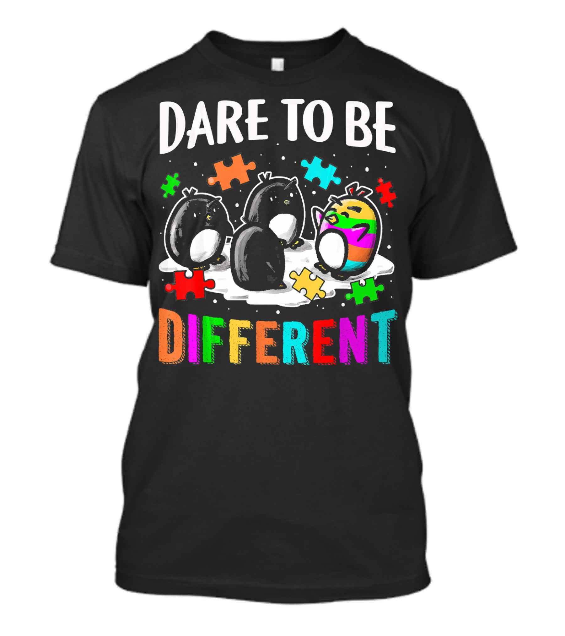 Dare To Be Different Penguin Puzzle Autism Awareness T-Shirt