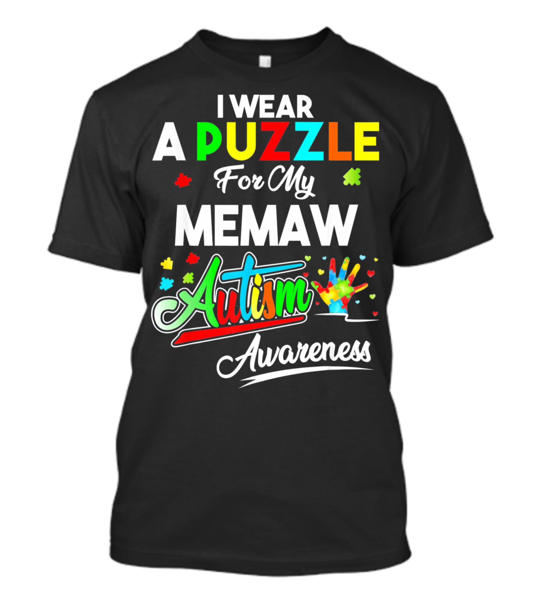 I Wear A Puzzle For My Memaw Autism Awareness T-Shirt