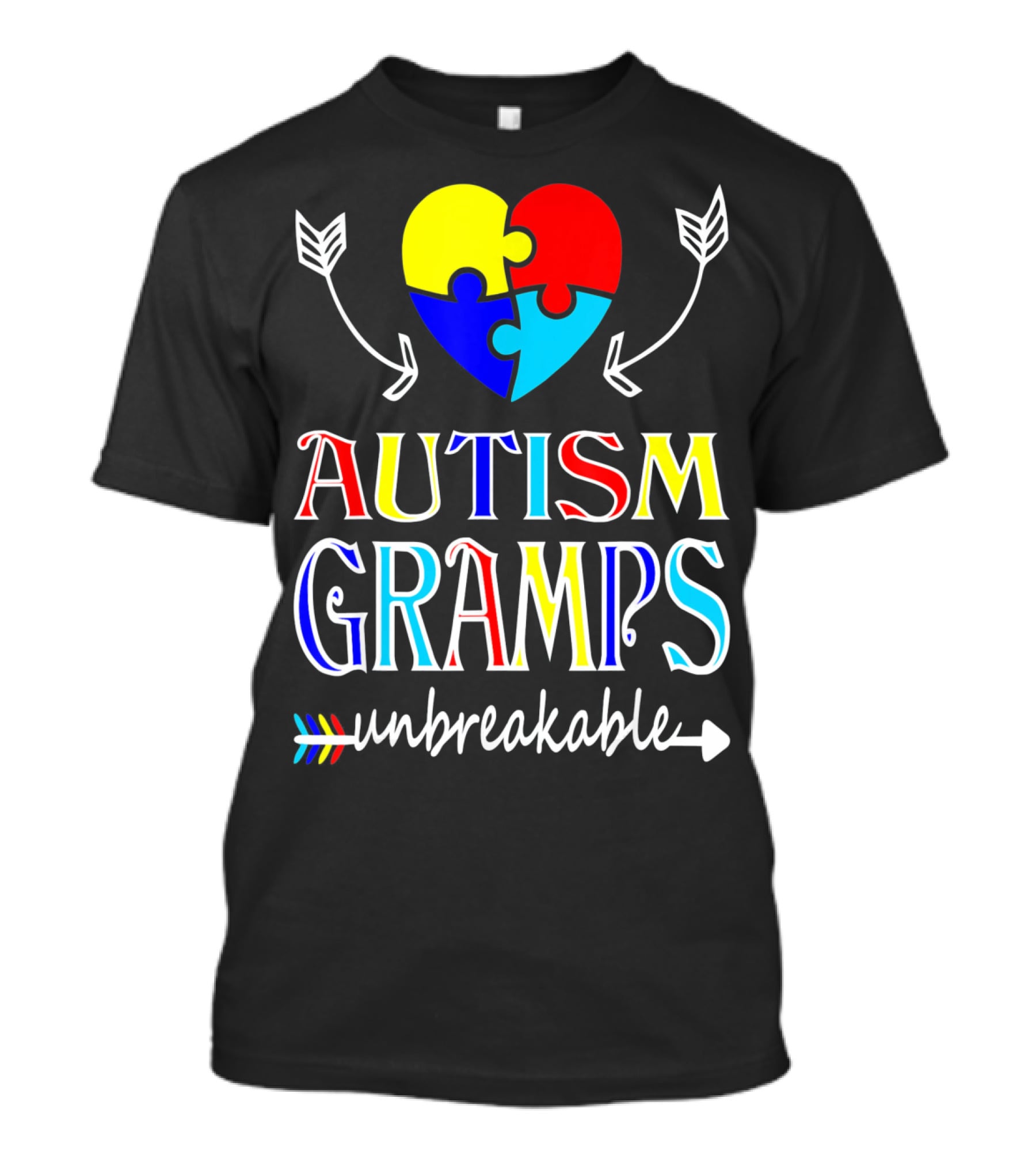 Autism Gramps Unbreakable Heart Puzzle Arrows Awareness T-Shirt