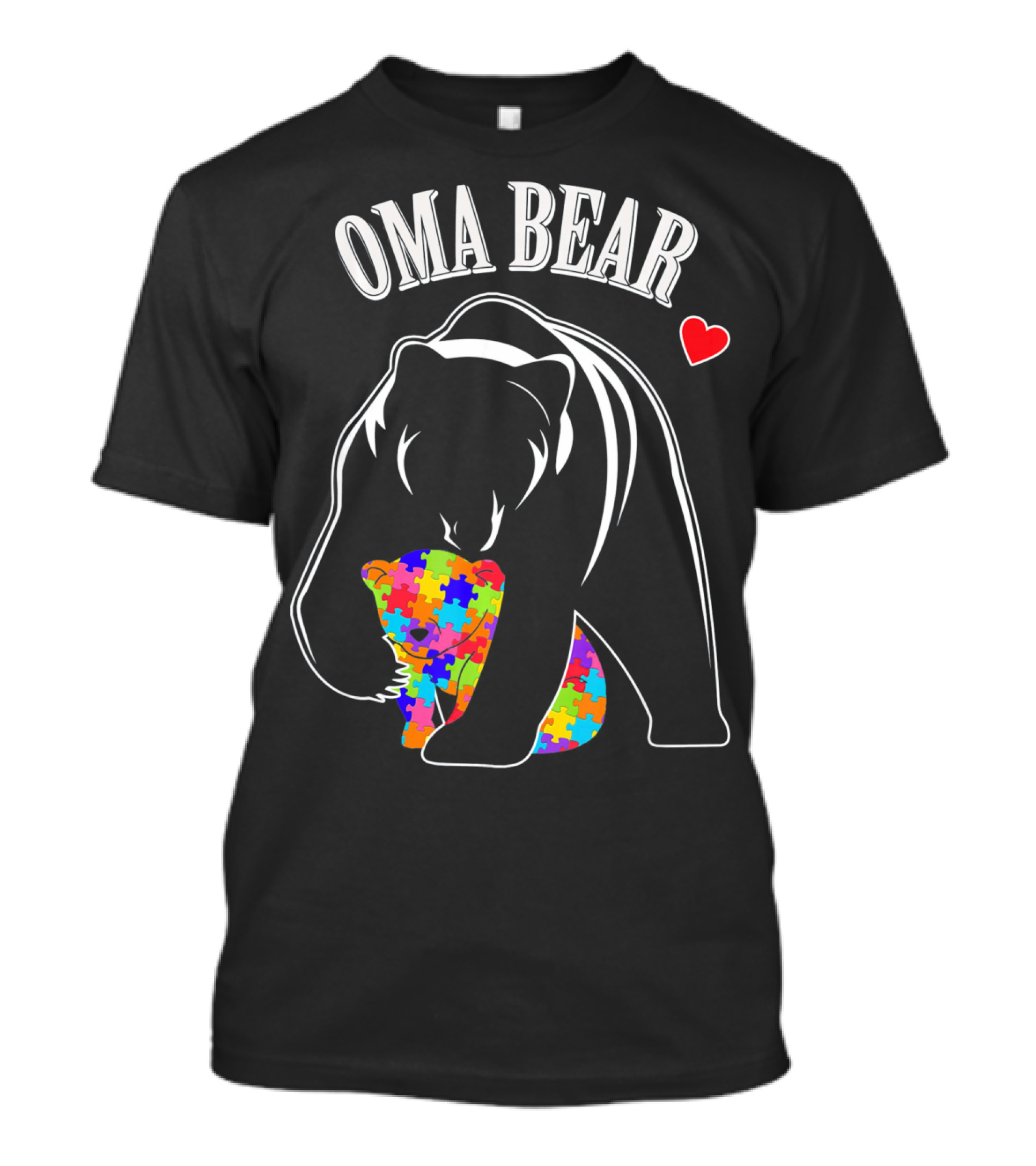 Oma Bear Autism Awareness Love Puzzle Heart T-Shirt