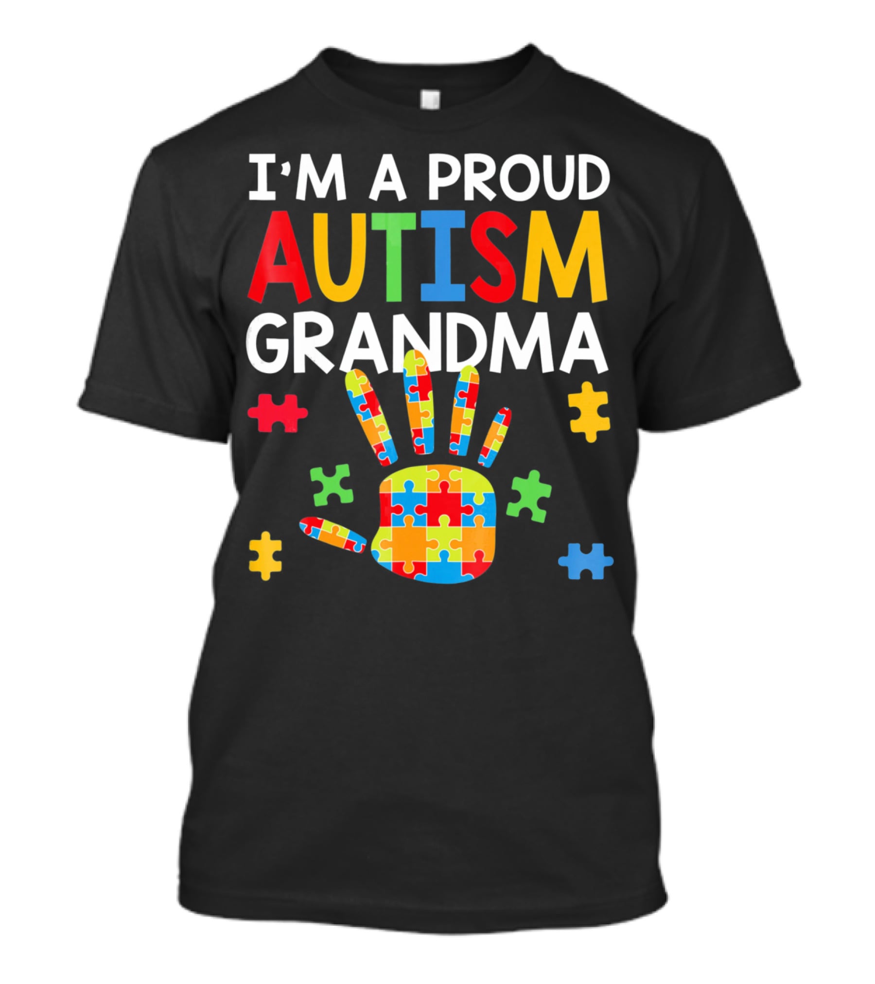 I'm A Proud Autism Grandma Puzzle Hand T-Shirt