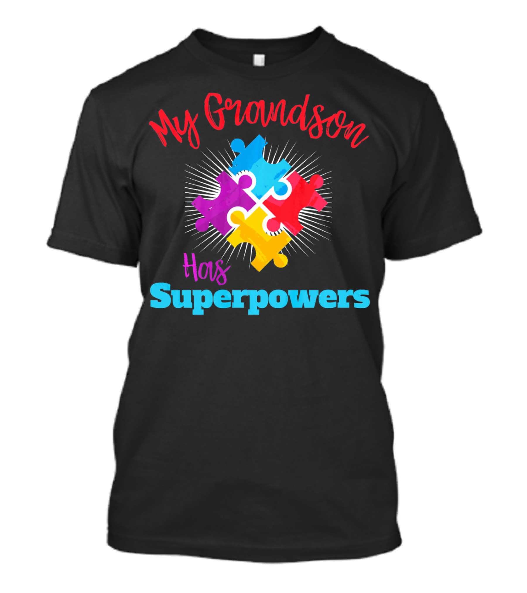 My Grandson Has Autism Superpowers Puzzle T-Shirt