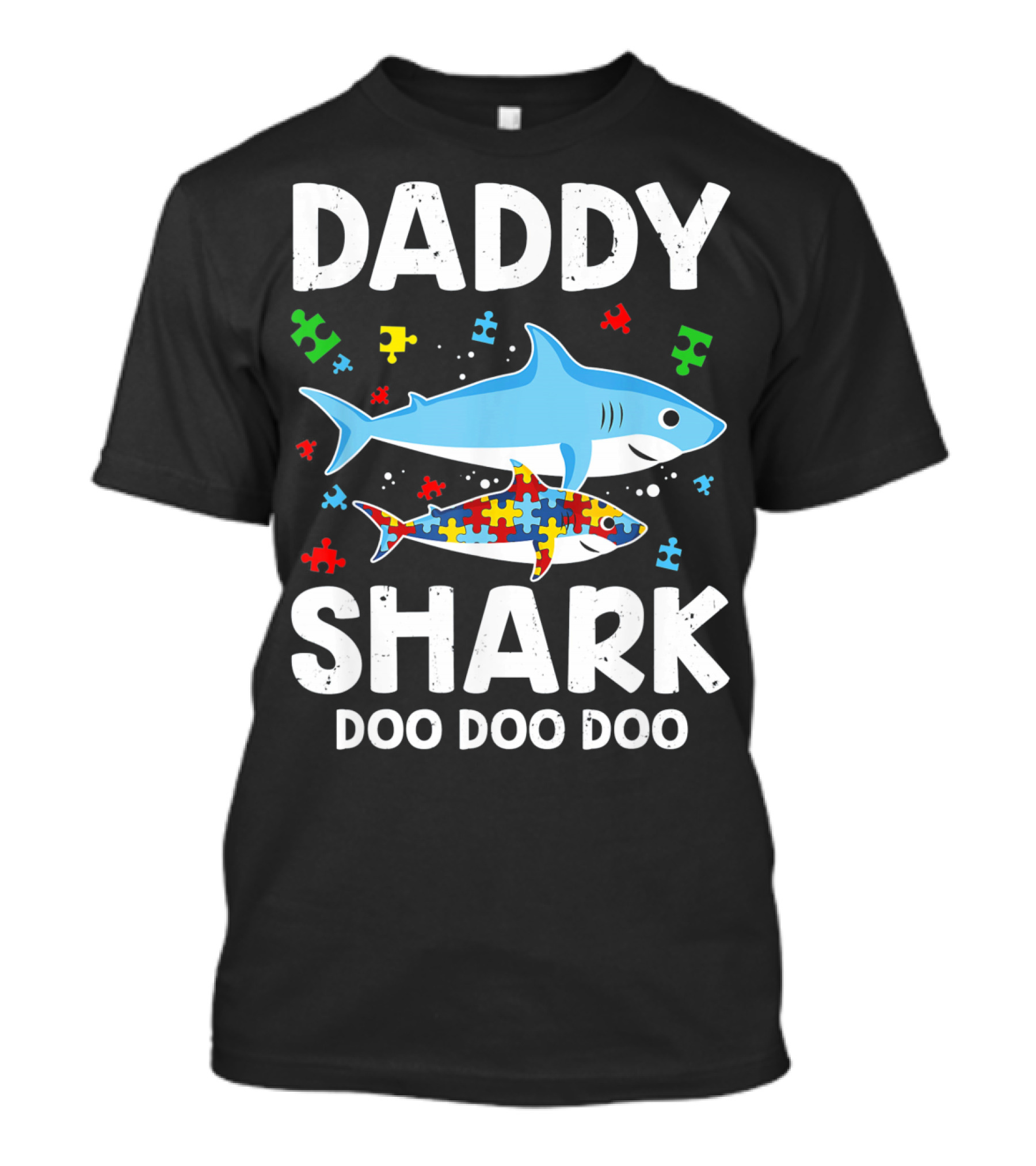 Daddy Shark Doo Doo Doo Autism Awareness Puzzle Piece T-Shirt