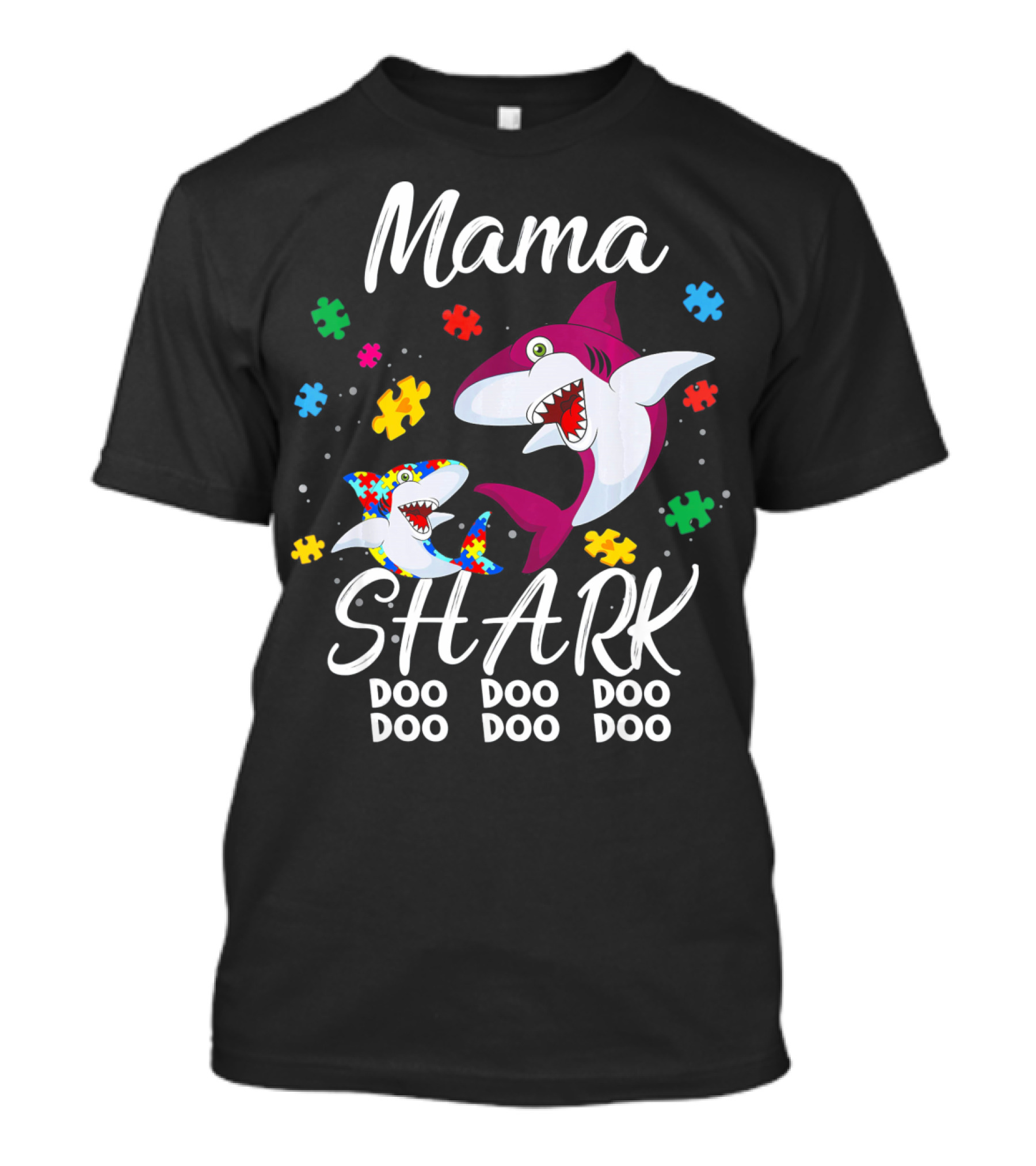 Mama Shark Autism Awareness Doo Doo Doo Puzzle Pieces T-Shirt