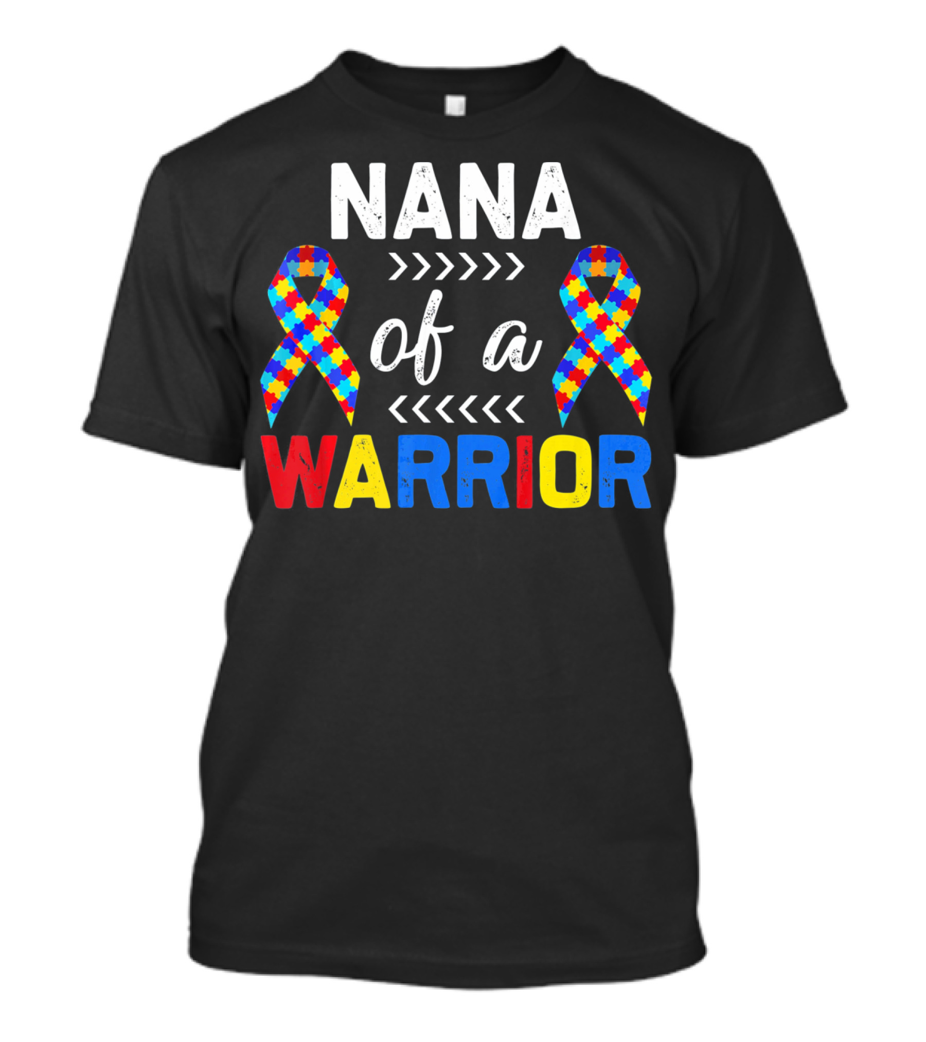 Nana Of A Warrior Autism Awareness Puzzle Ribbons T-Shirt