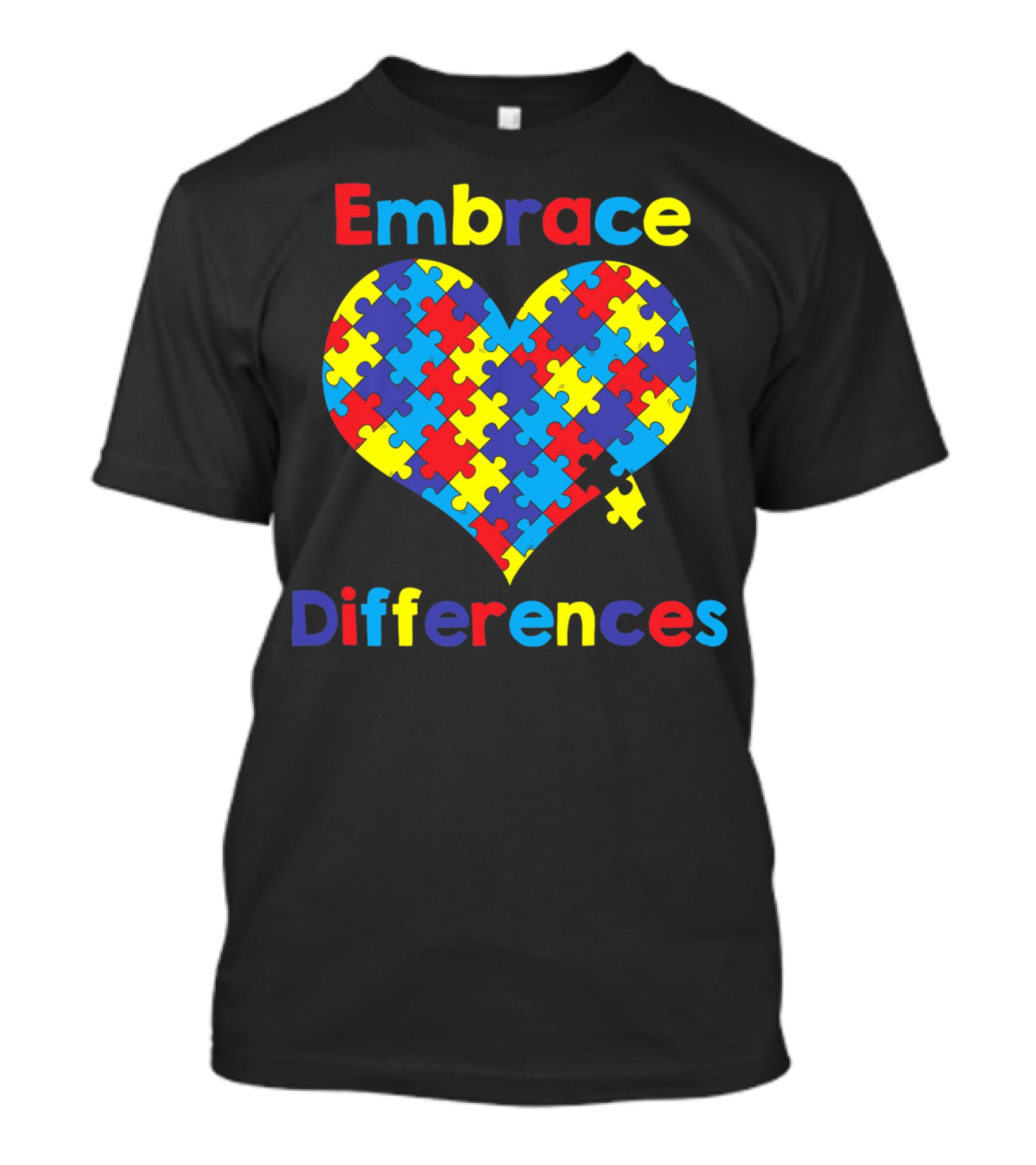 Embrace Differences Autism Awareness Puzzle Heart T-Shirt