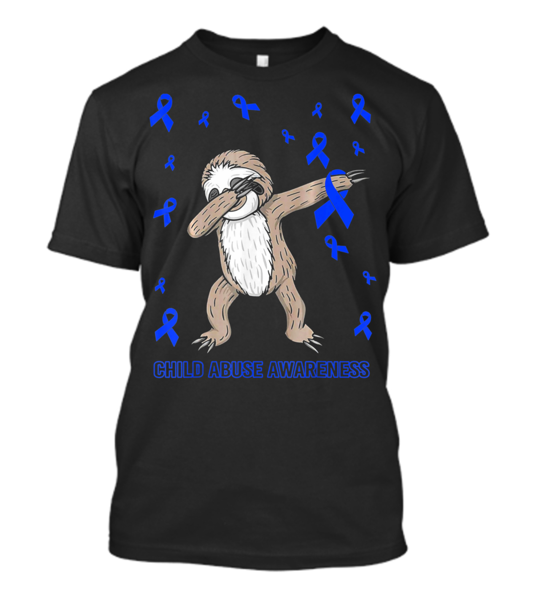 Funny Cute Sloth Dabbing Child Abuse Awareness T-Shirt