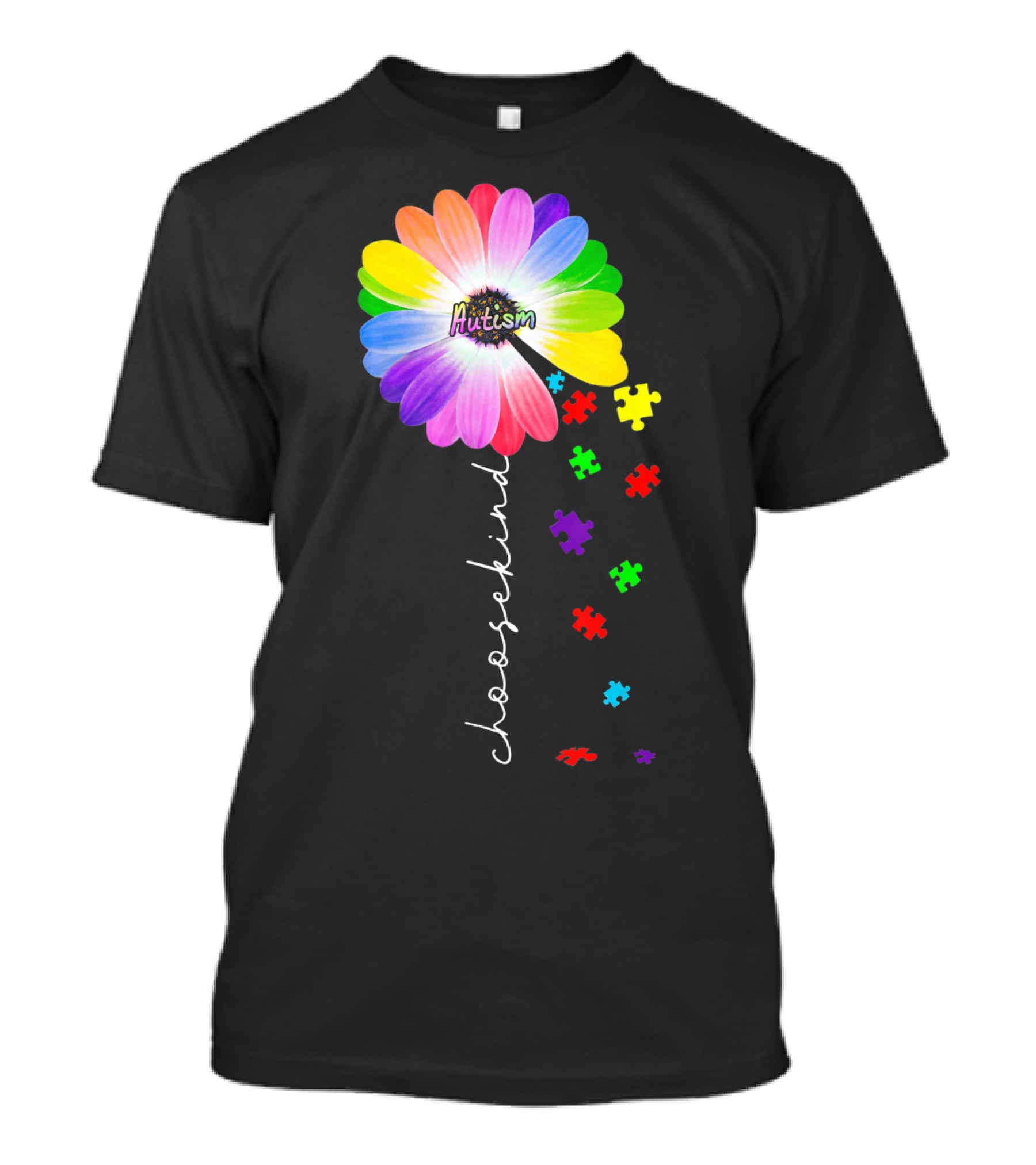 Daisy Flower Autism Choose Kind Puzzle Pieces Awareness T-Shirt